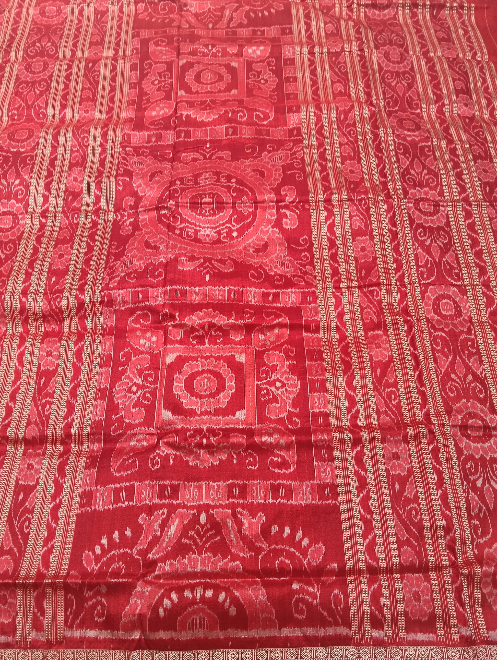Black red white sapta sambalpuri silk patta saree - Tilottama