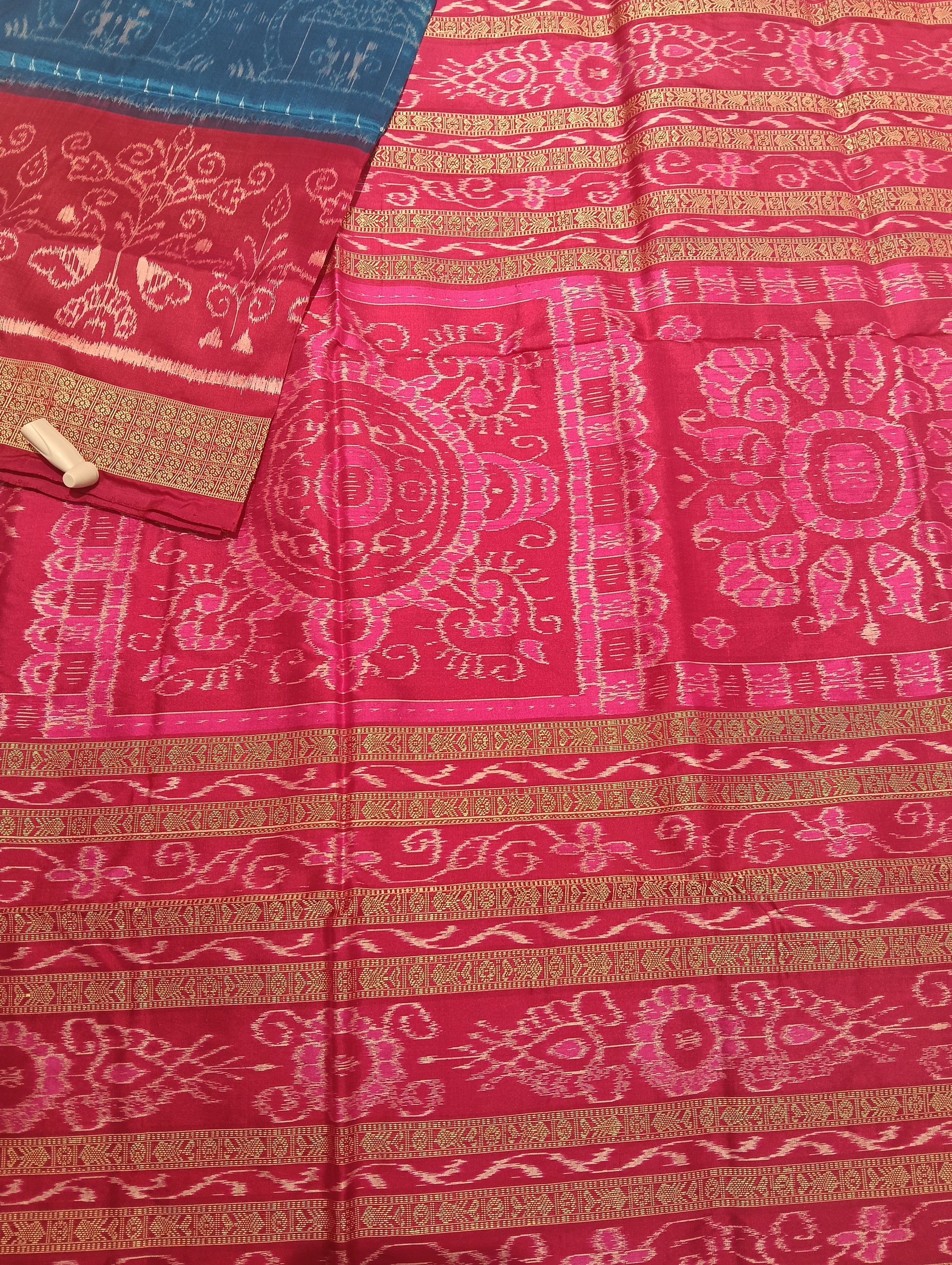 Sky pink Sambalpuri silk patta saree - Tilottama