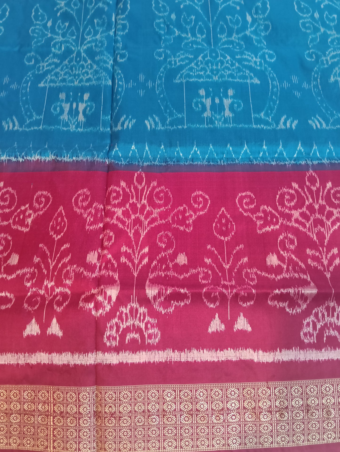 Sky pink Sambalpuri silk patta saree - Tilottama