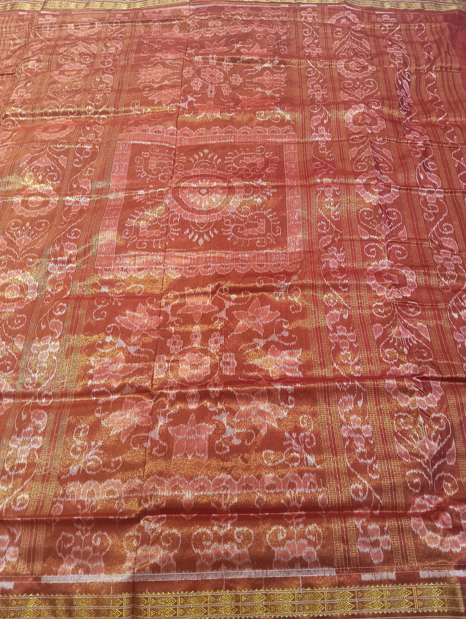 Mouse red half tissue silk sambalpuri saree - Tilottama