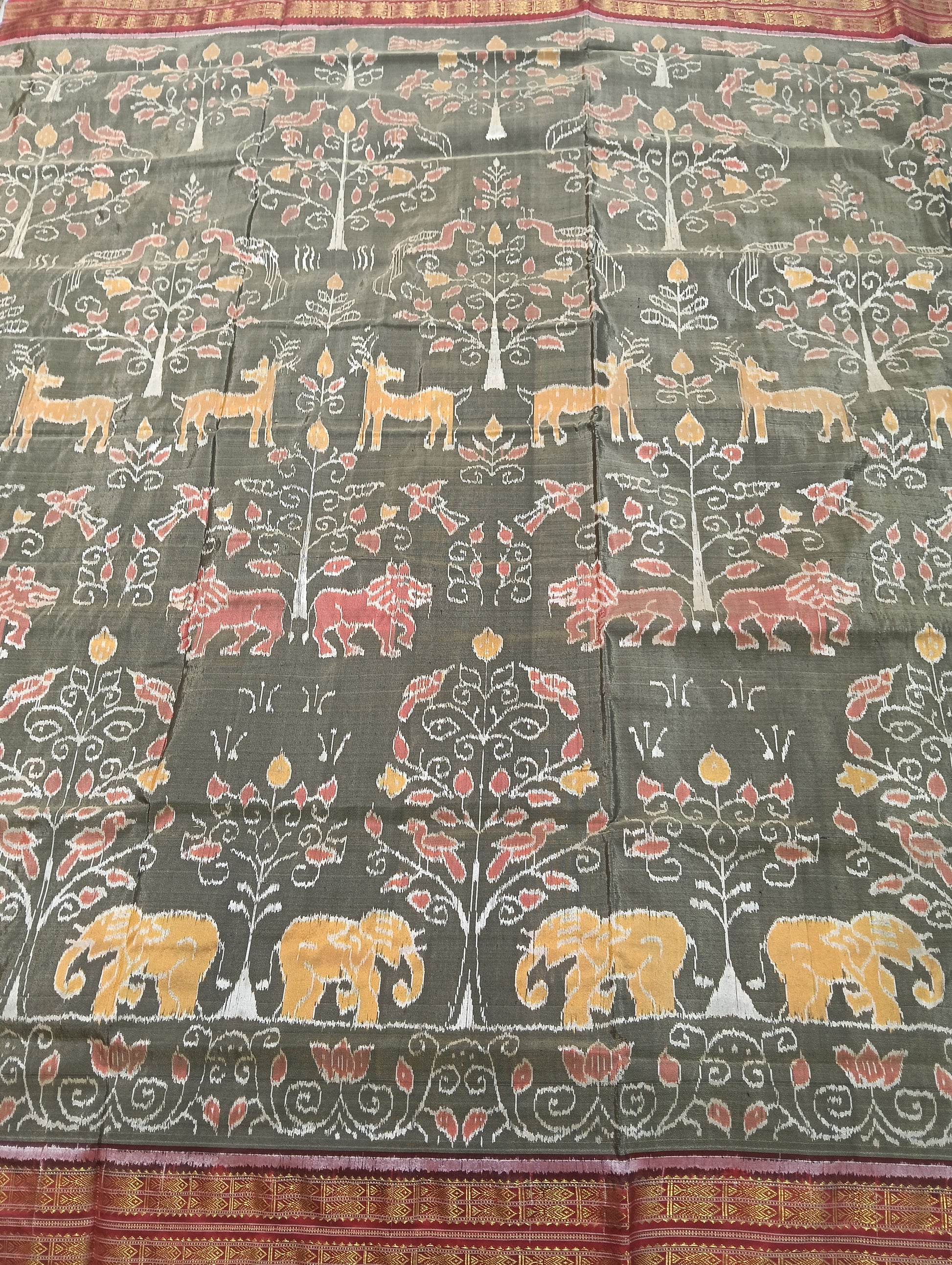 Mouse red half tissue silk sambalpuri saree - Tilottama