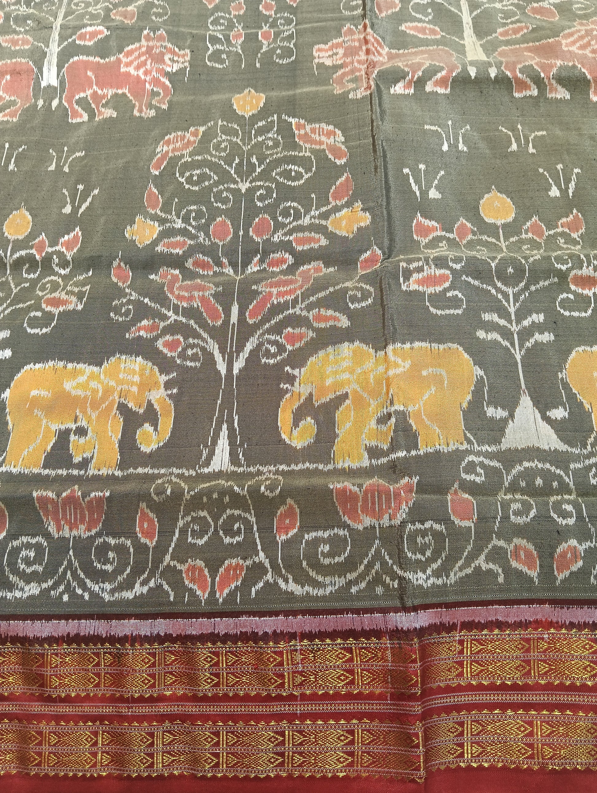 Mouse red half tissue silk sambalpuri saree - Tilottama