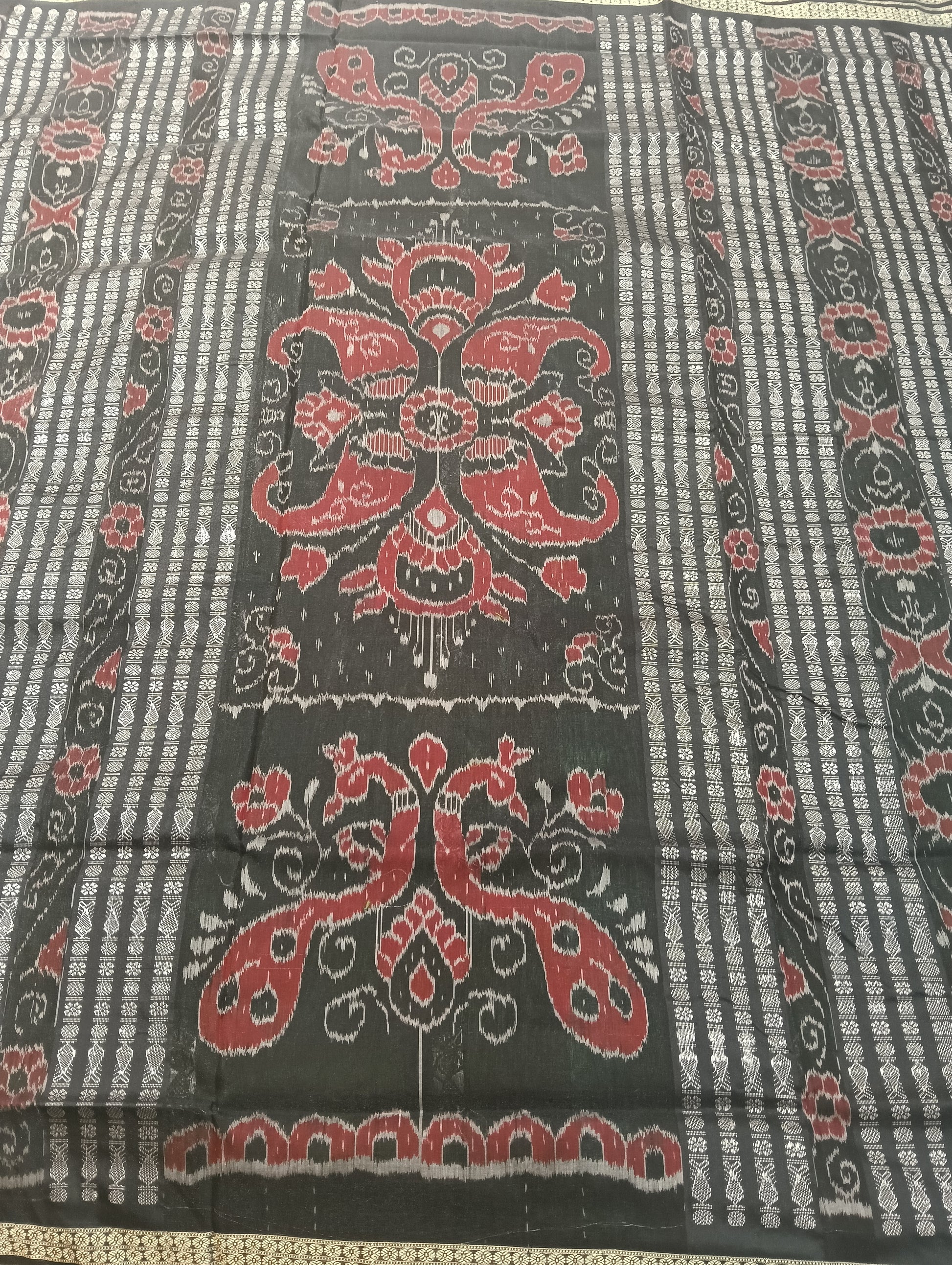 Green black sambalpuri patta saree - Tilottama