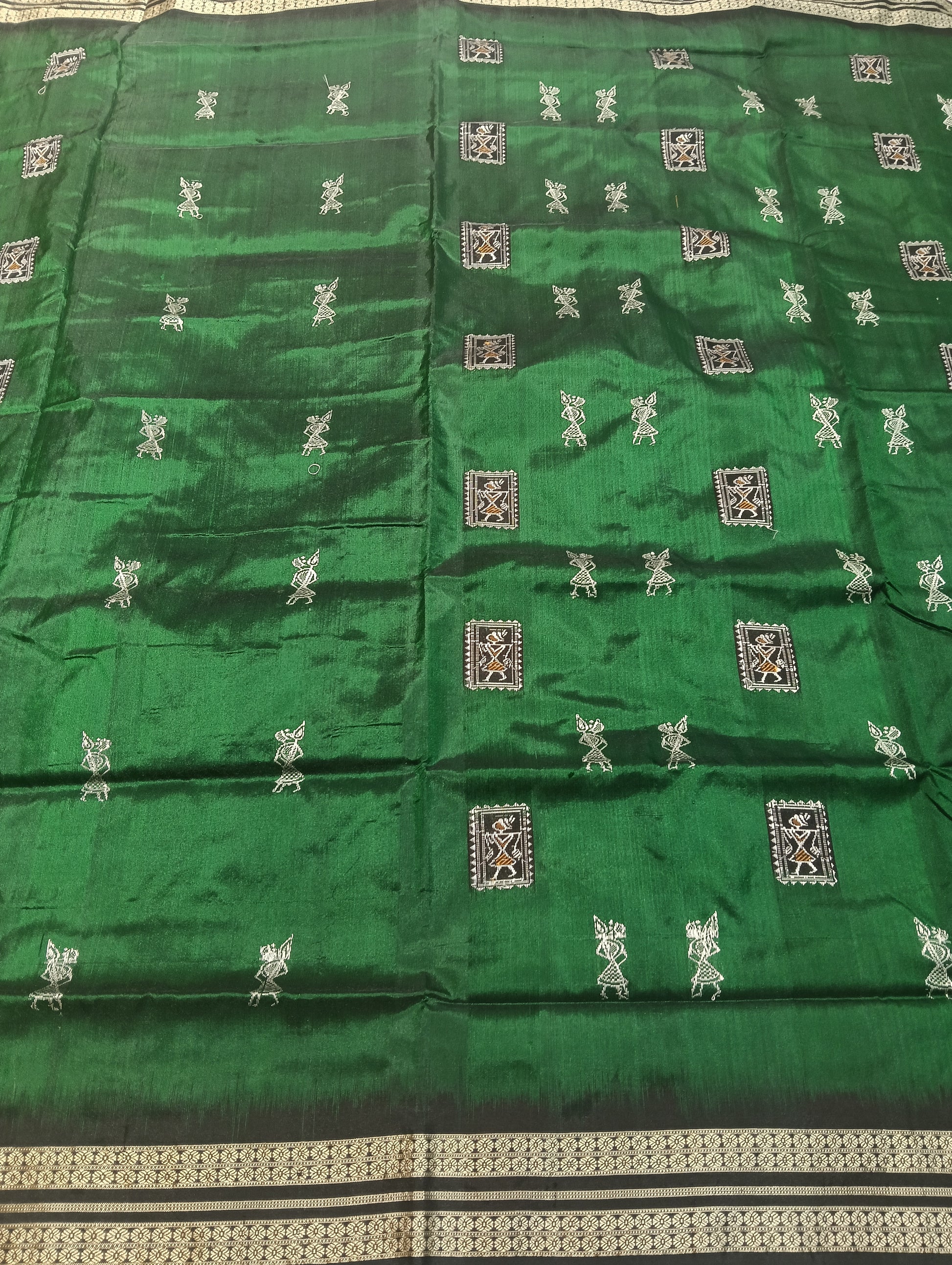Green black sambalpuri patta saree - Tilottama