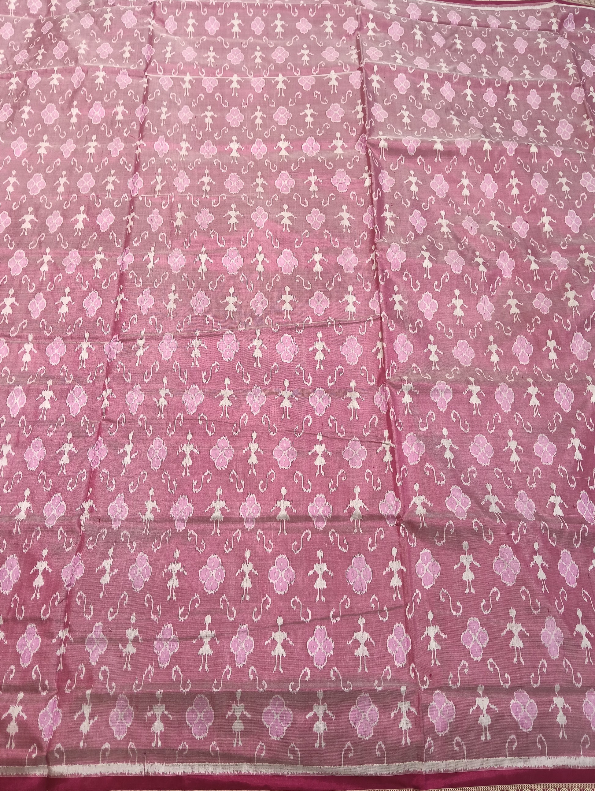 Baby pink Sambalpuri Silk patta saree - Tilottama