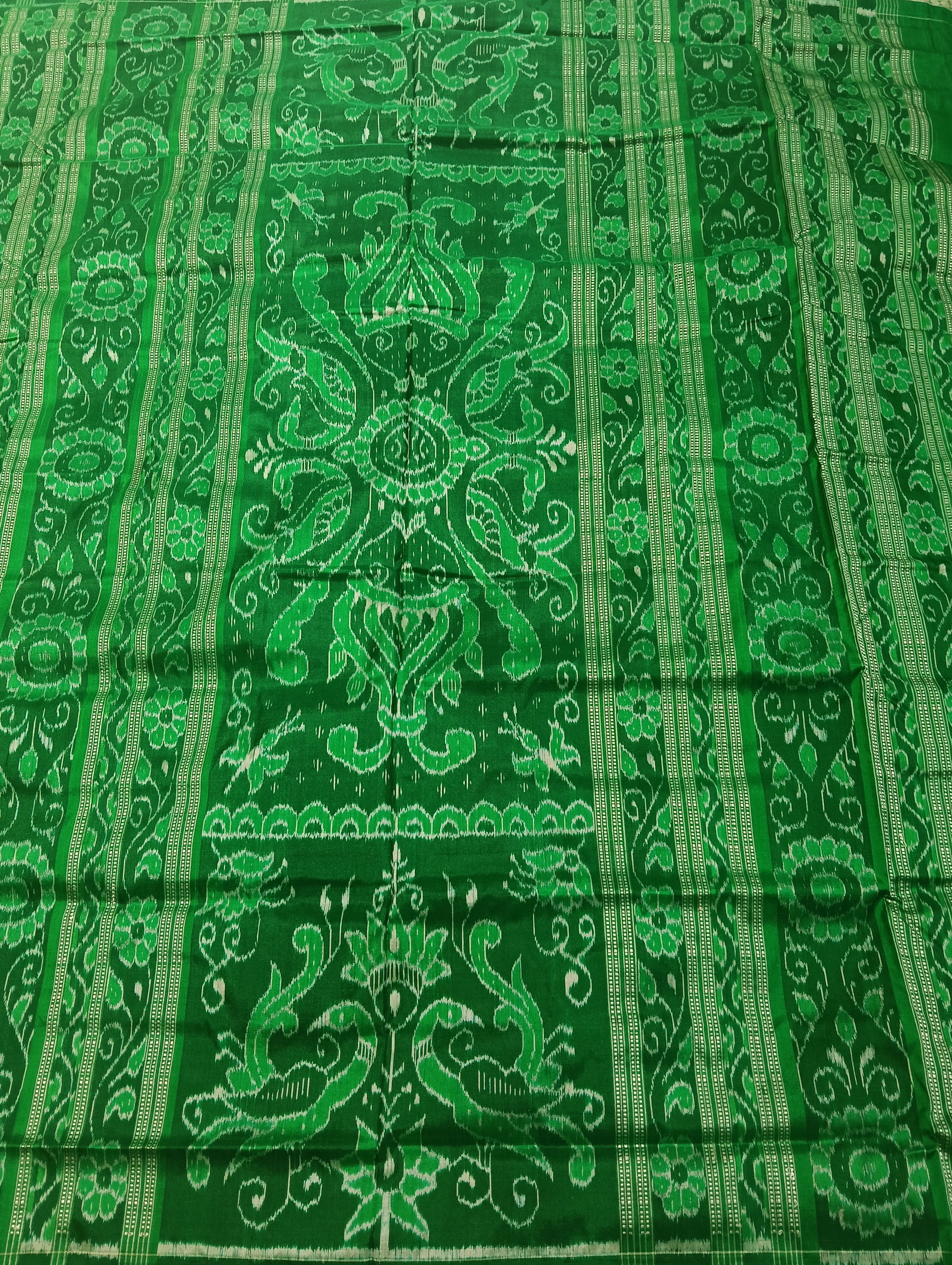 Earth green sambalpuri silk patta saree - Tilottama