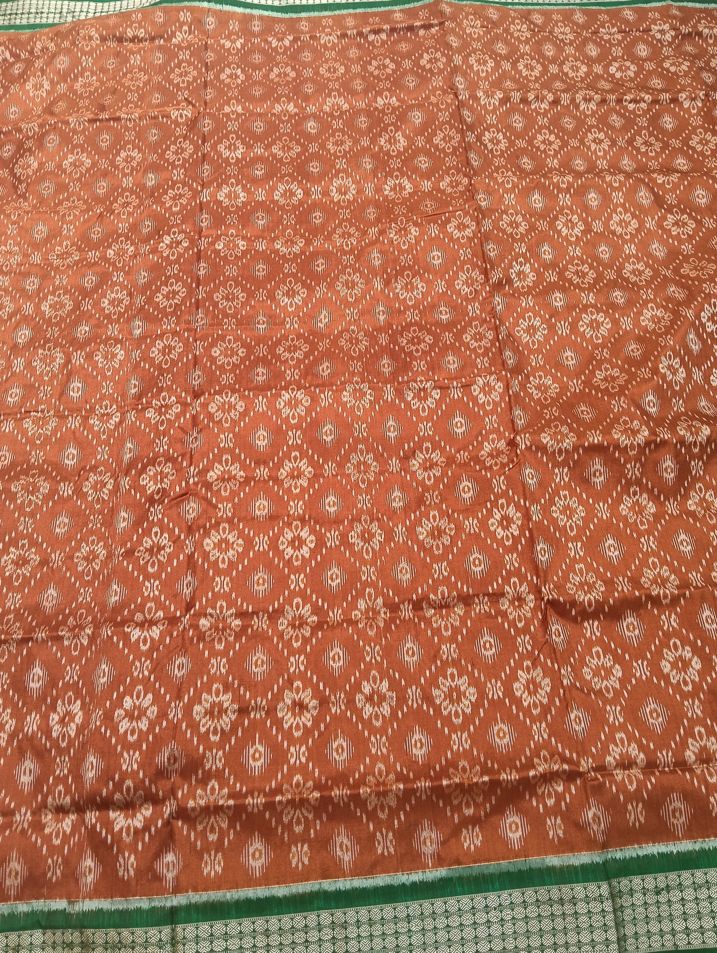 Earth green sambalpuri silk patta saree - Tilottama