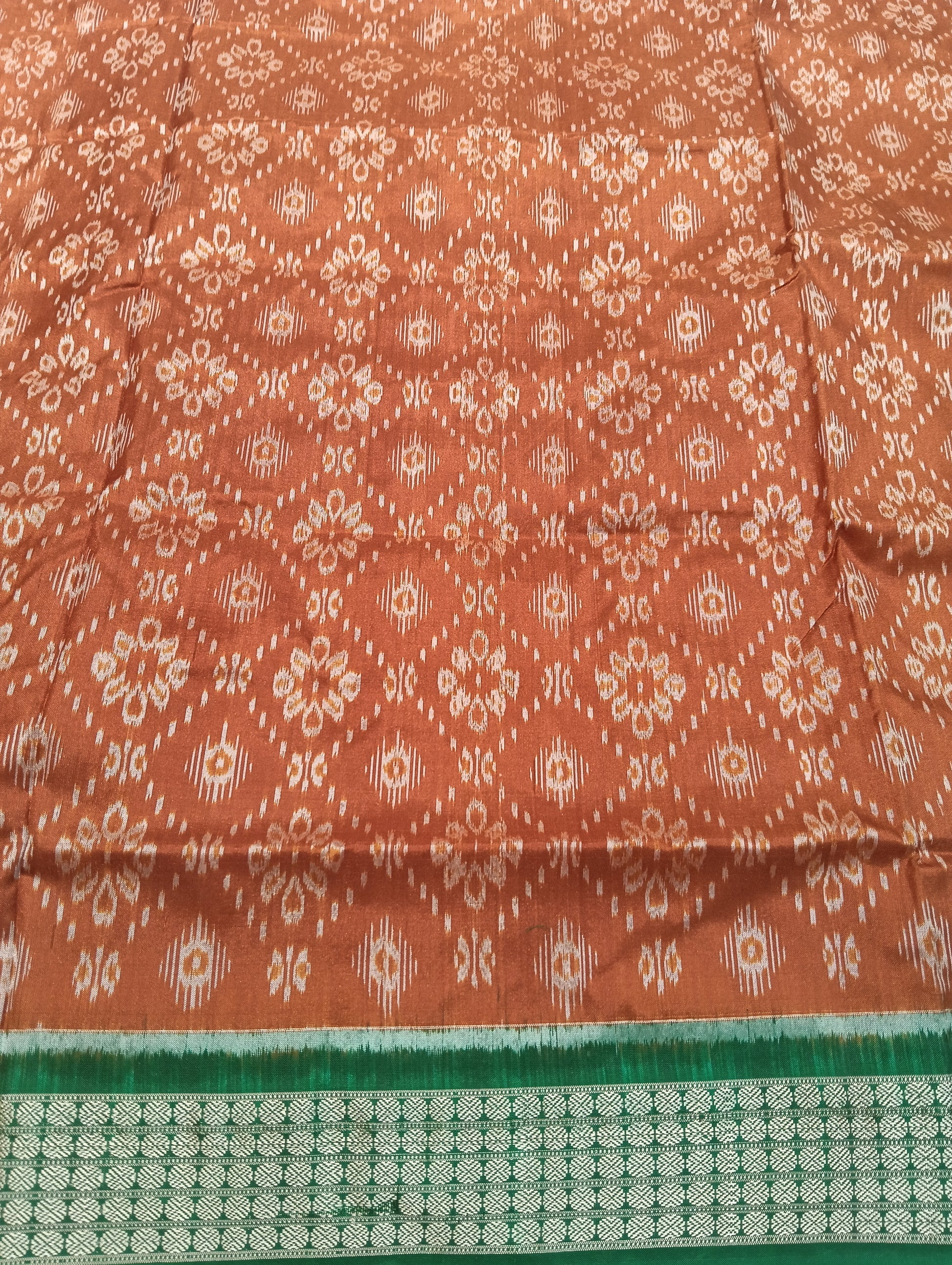 Earth green sambalpuri silk patta saree - Tilottama