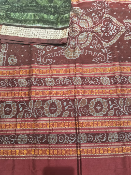 Green maroon Sambalpuri silk patta saree - Tilottama