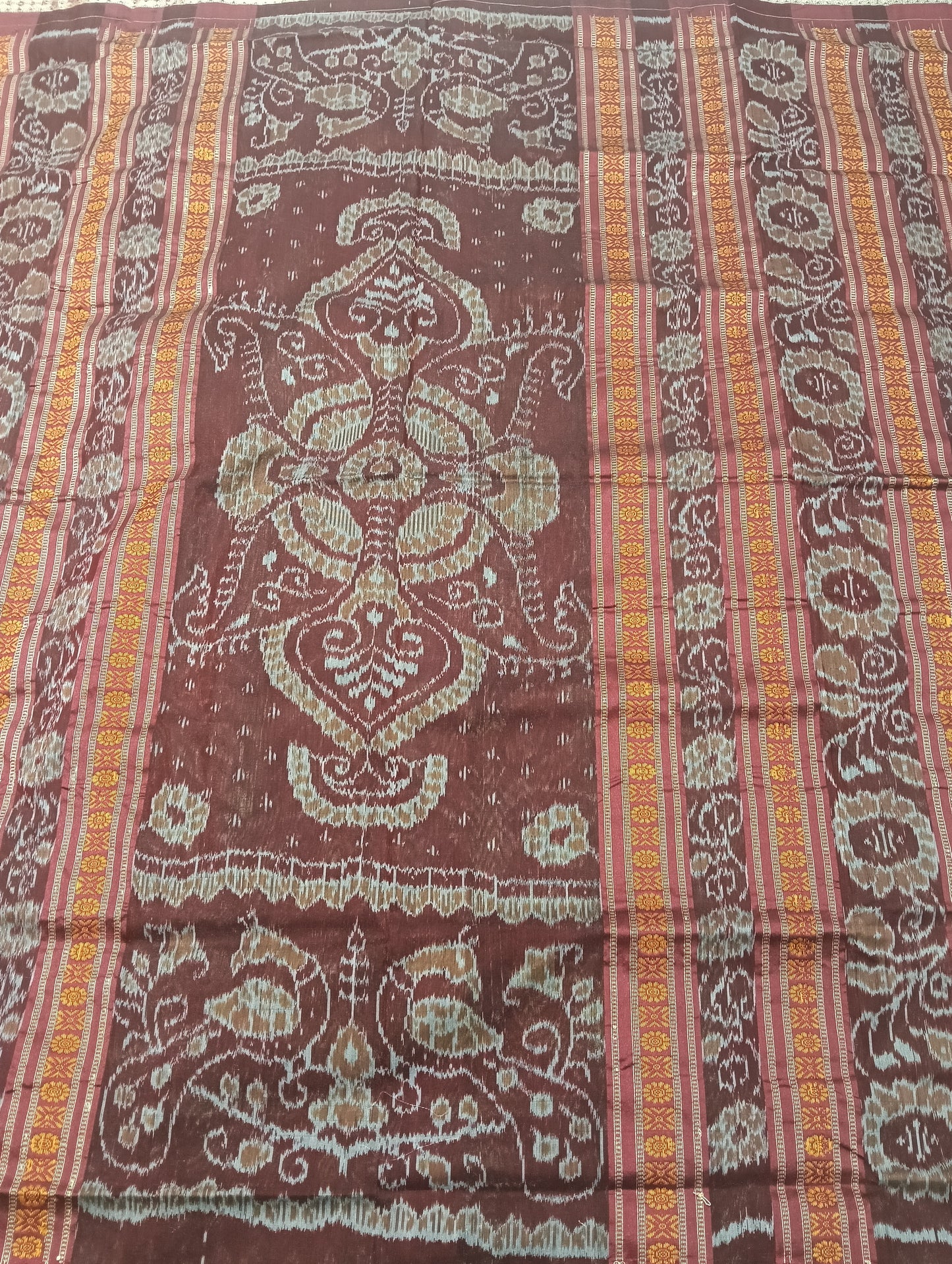 Green maroon Sambalpuri silk patta saree - Tilottama
