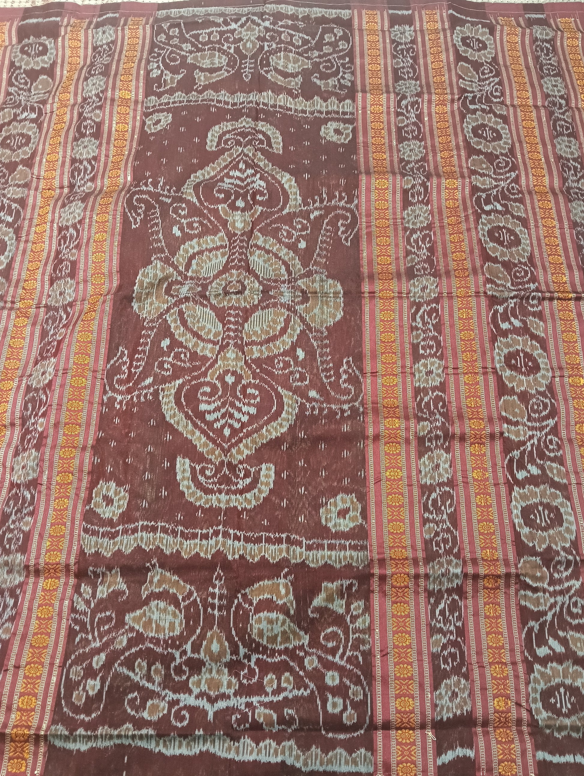 Green maroon Sambalpuri silk patta saree - Tilottama