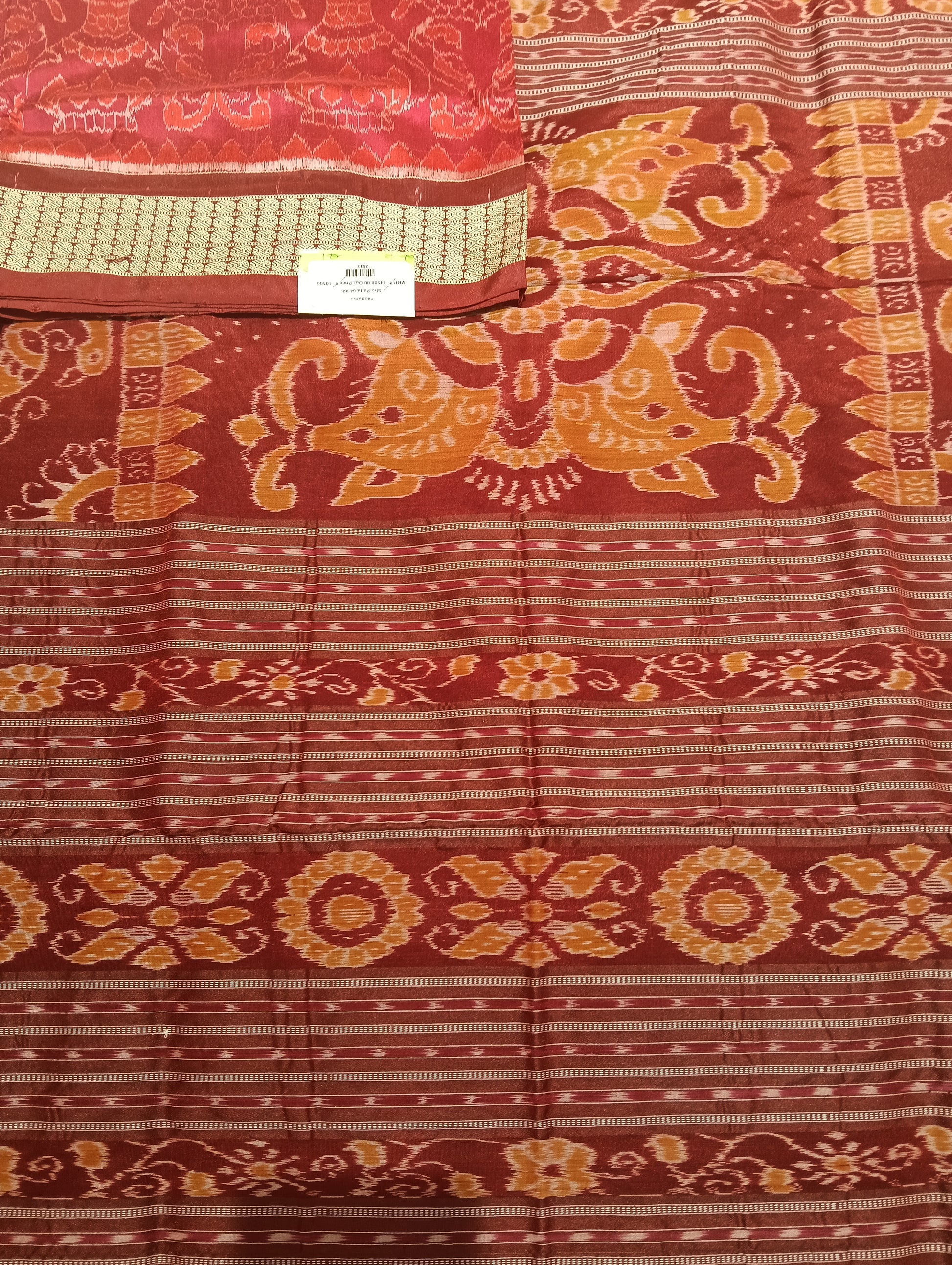 Pink maroon Sambalpuri silk patta saree - Tilottama