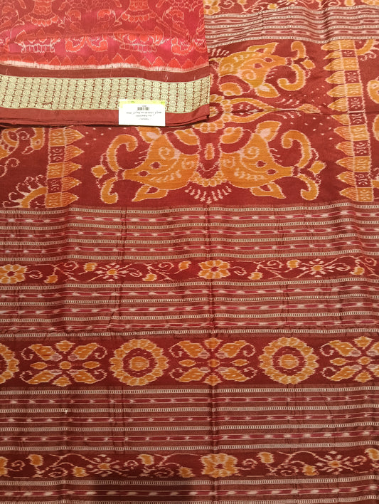 Pink maroon Sambalpuri silk patta saree - Tilottama