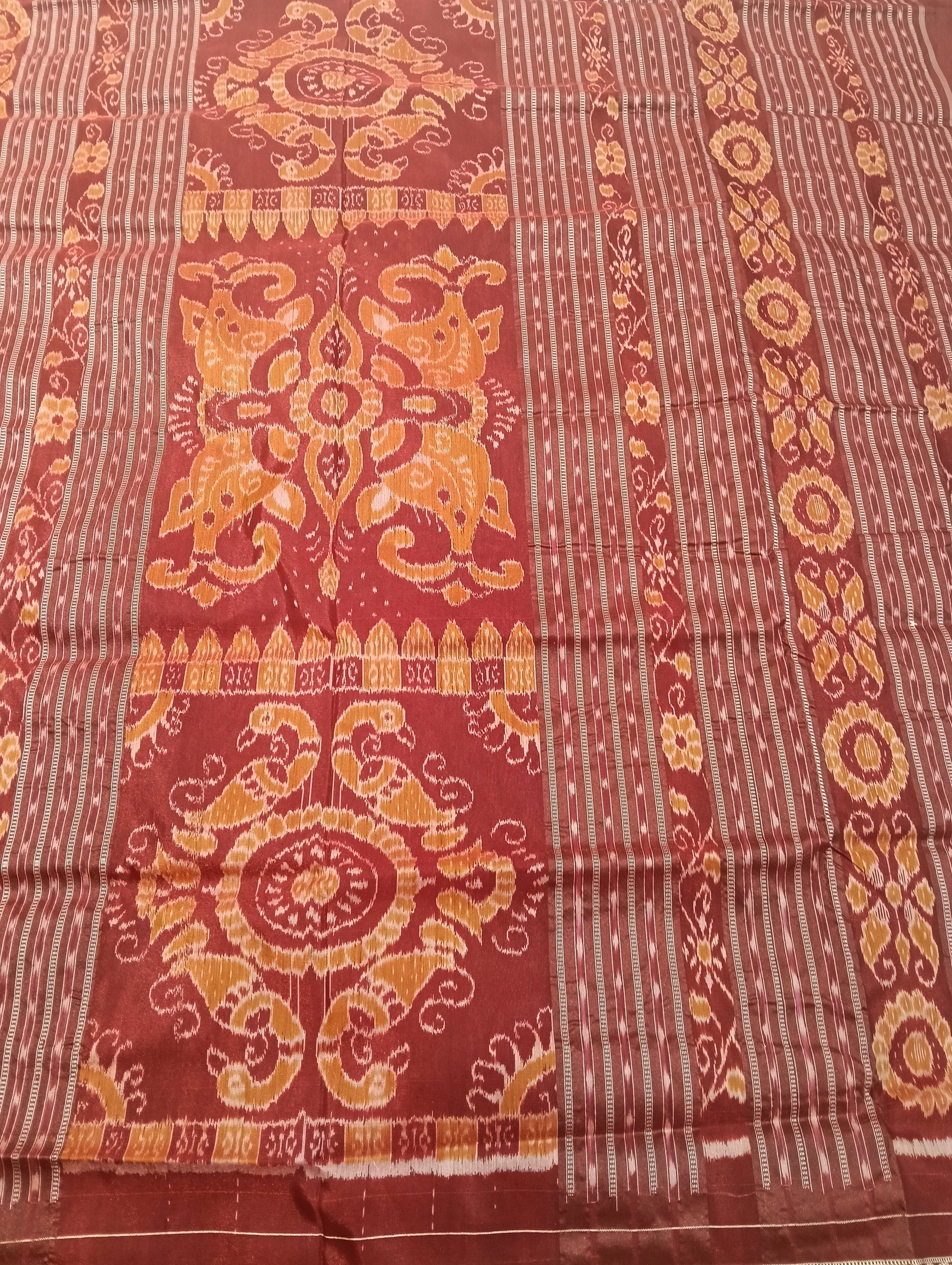 Pink maroon Sambalpuri silk patta saree - Tilottama