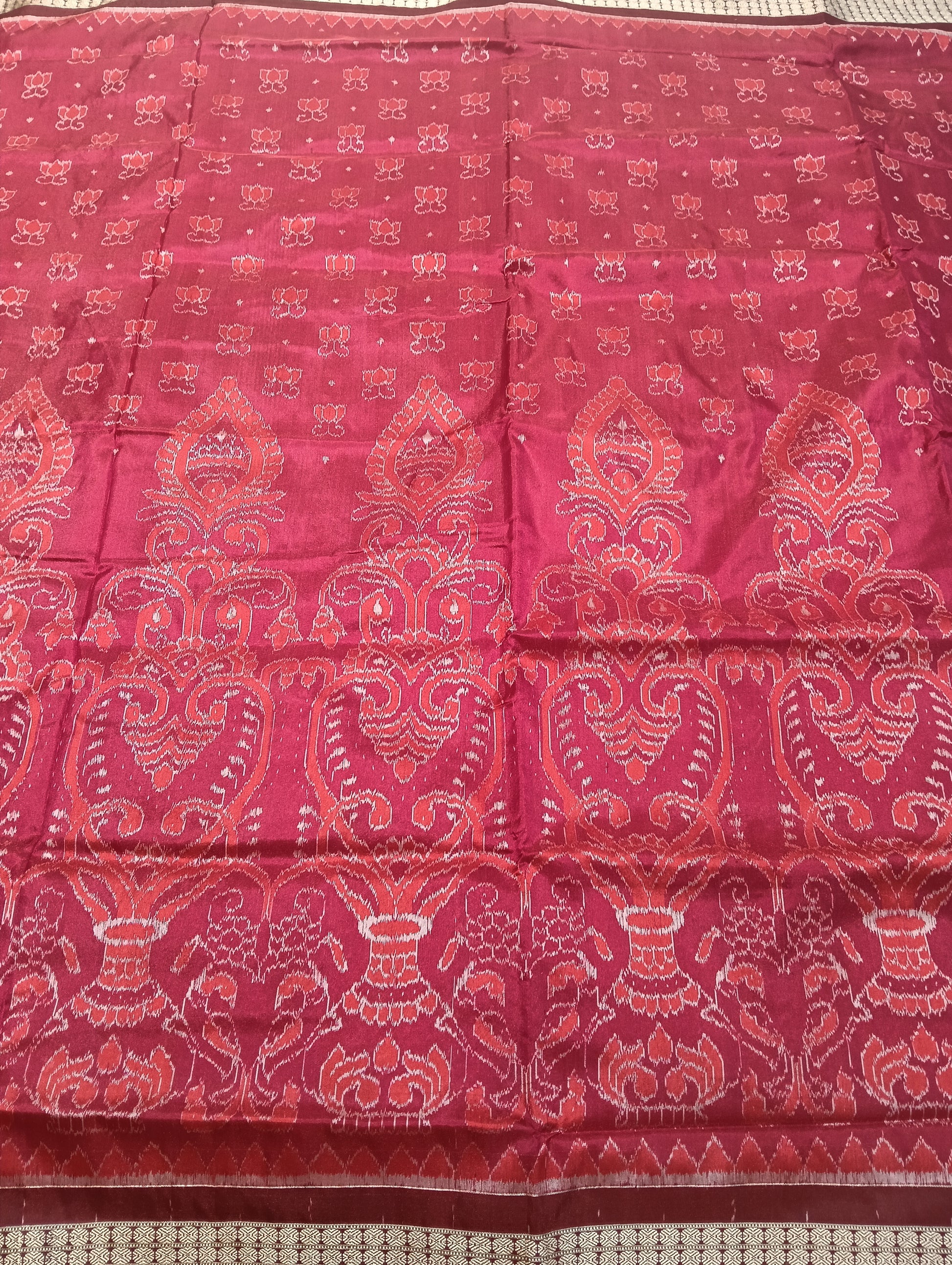 Pink maroon Sambalpuri silk patta saree - Tilottama