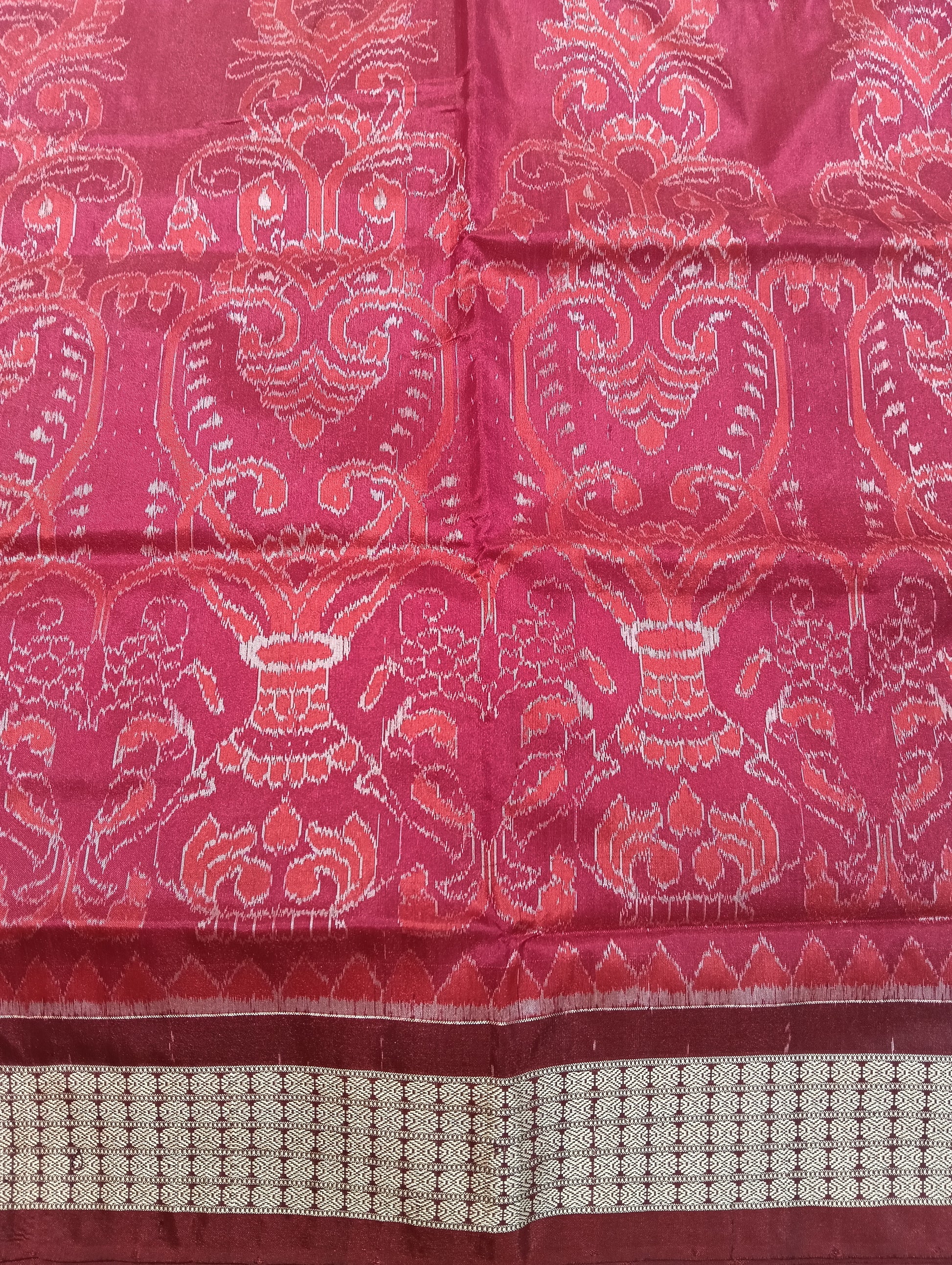 Pink maroon Sambalpuri silk patta saree - Tilottama