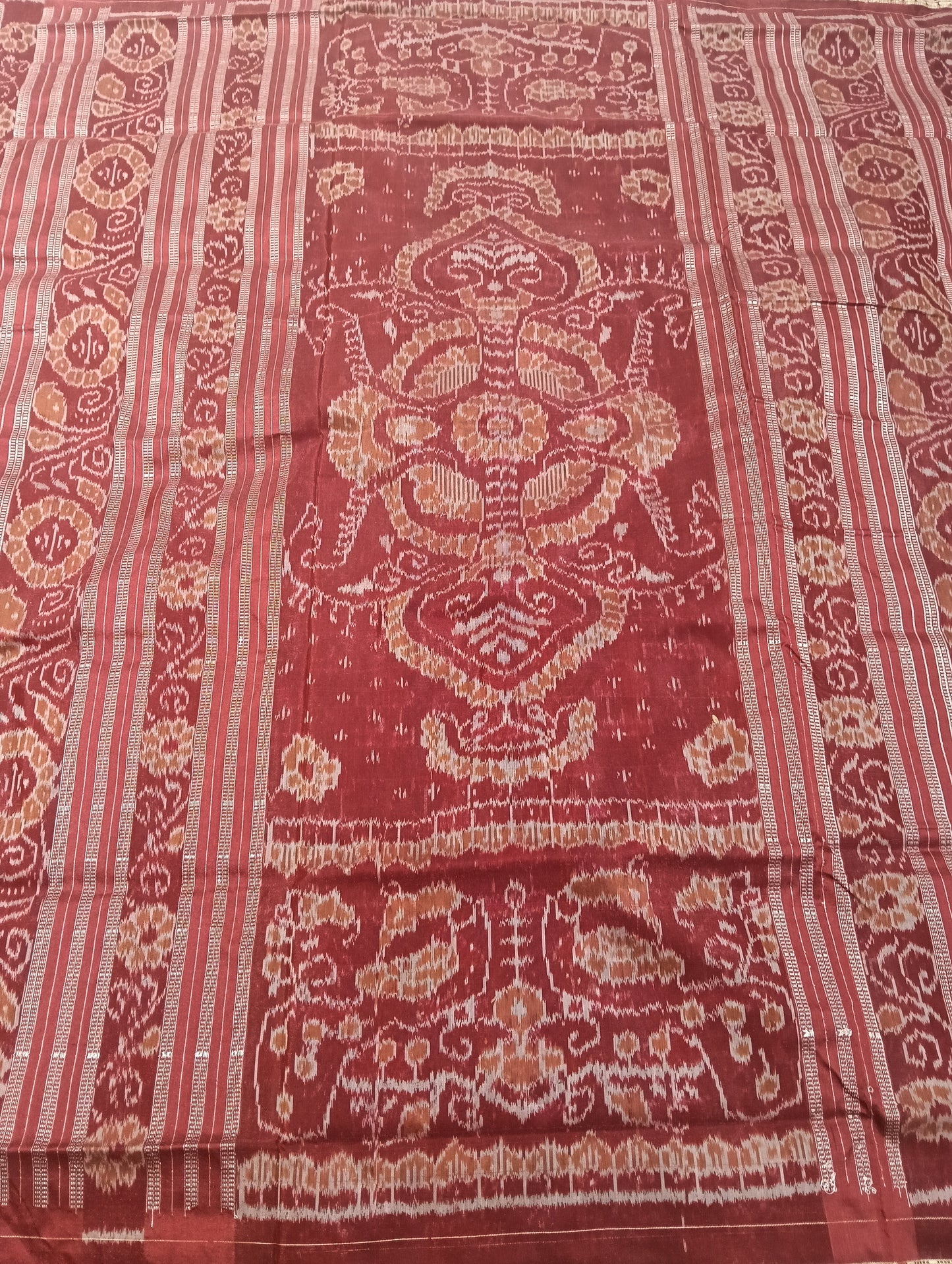 Hot falsa maroon Sambalpuri silk patta saree - Tilottama