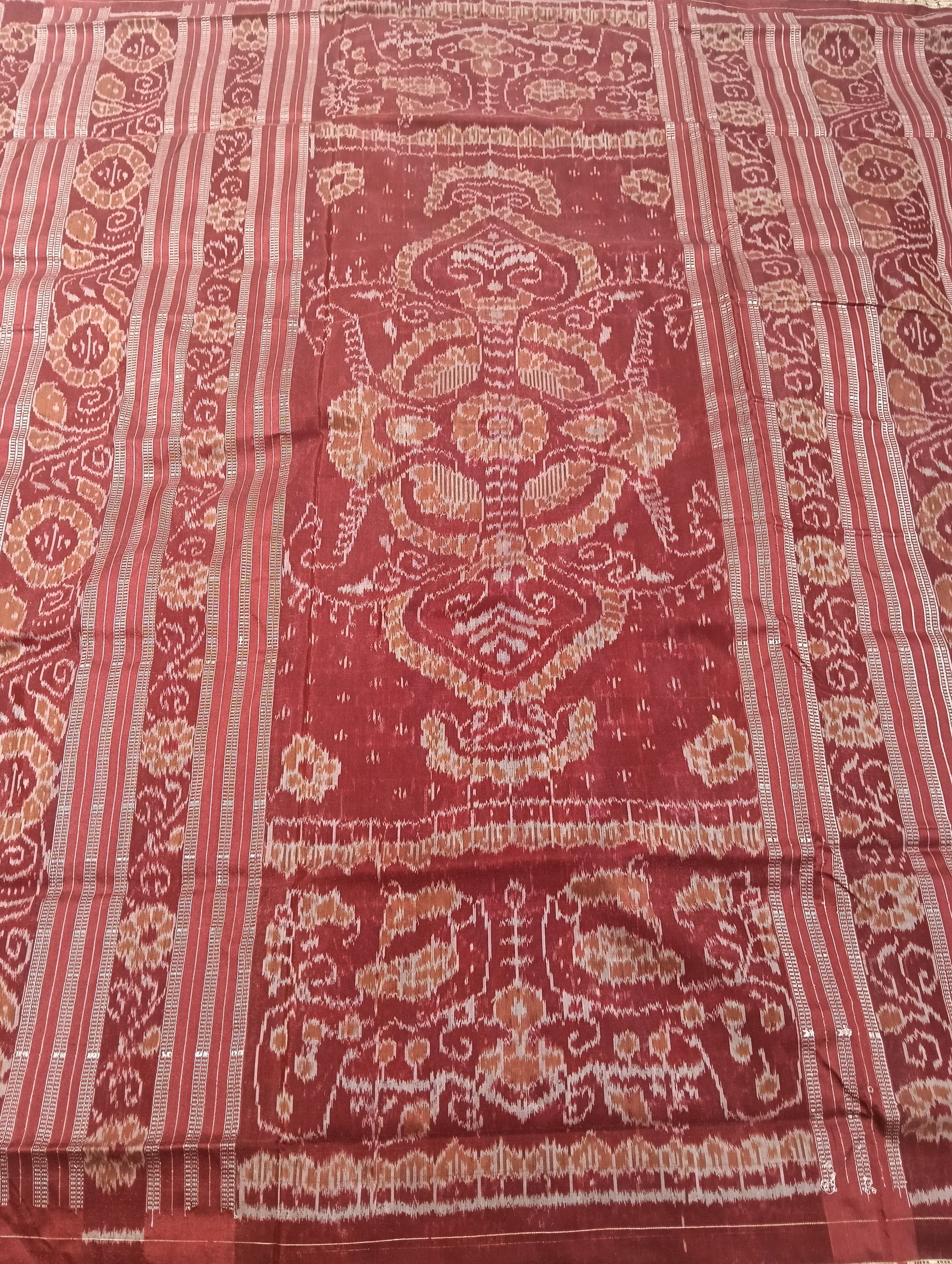 Hot falsa maroon Sambalpuri silk patta saree - Tilottama
