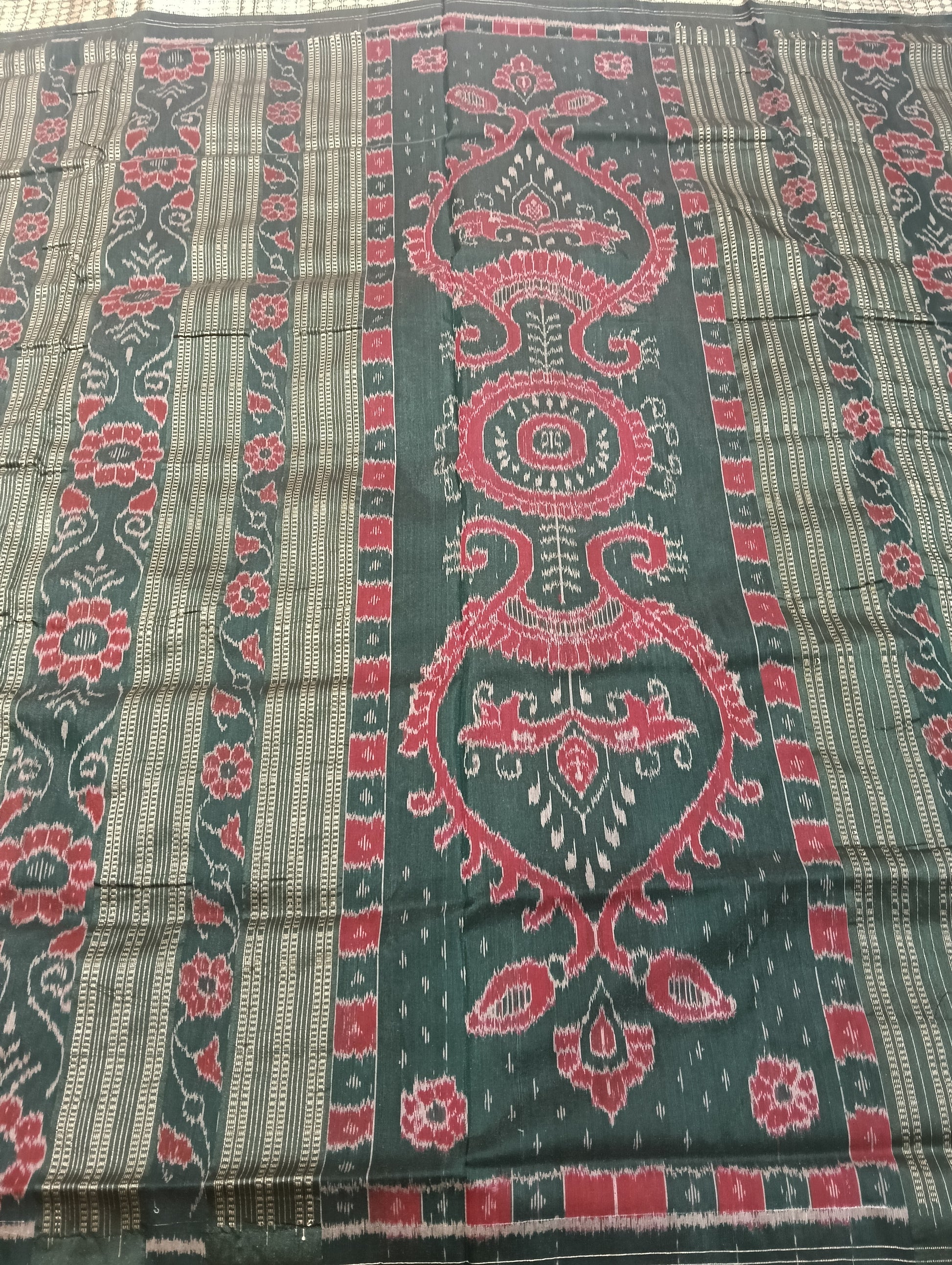 Green black sambalpuri patta saree - Tilottama