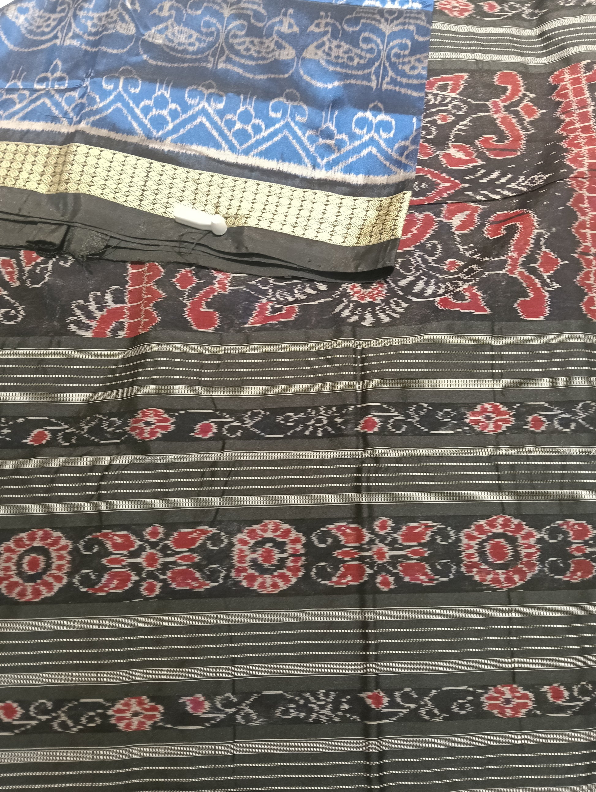 Blue black sambalpuri silk patta saree - Tilottama