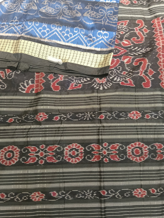 Blue black sambalpuri silk patta saree - Tilottama