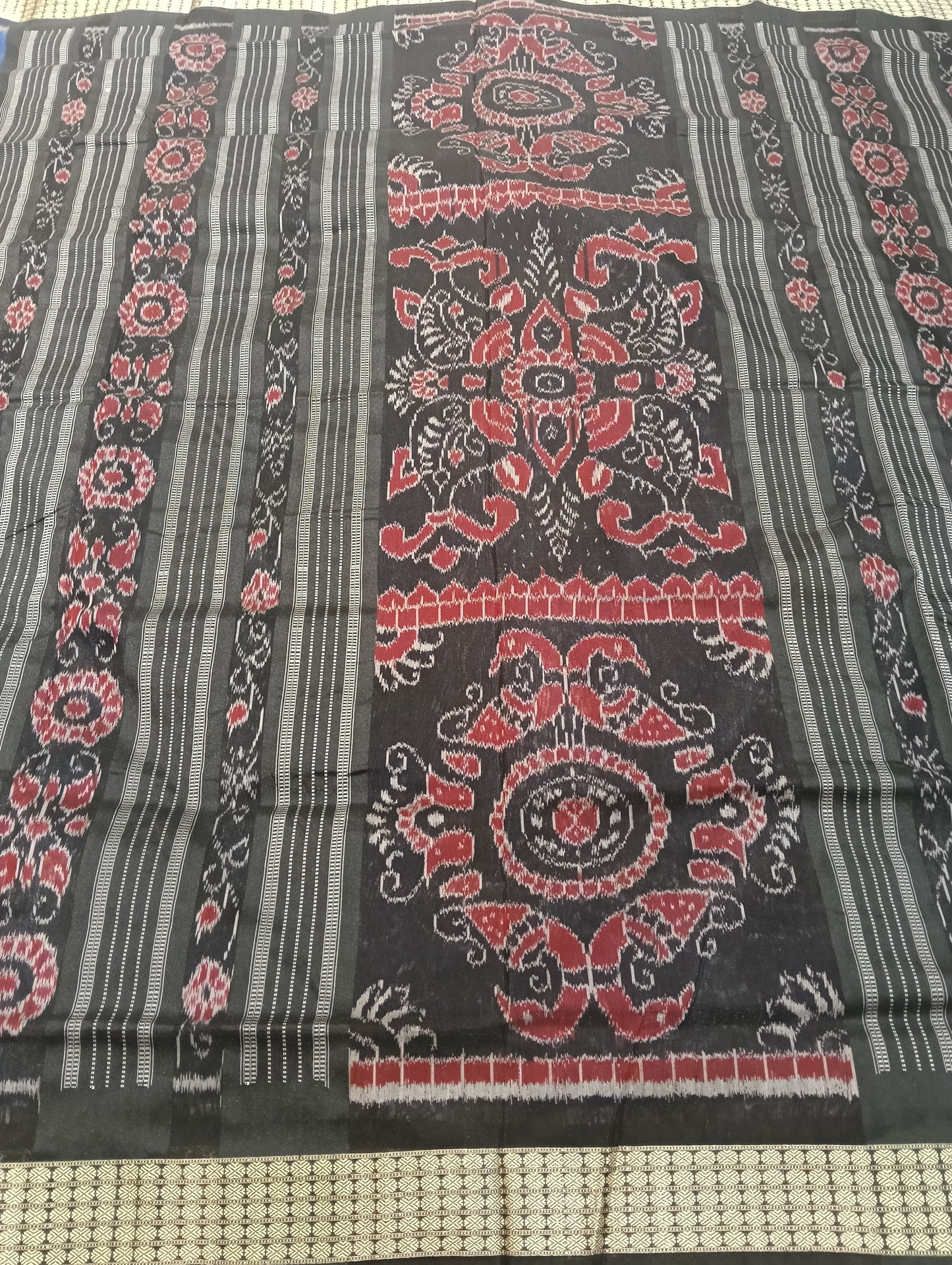 Blue black sambalpuri silk patta saree - Tilottama