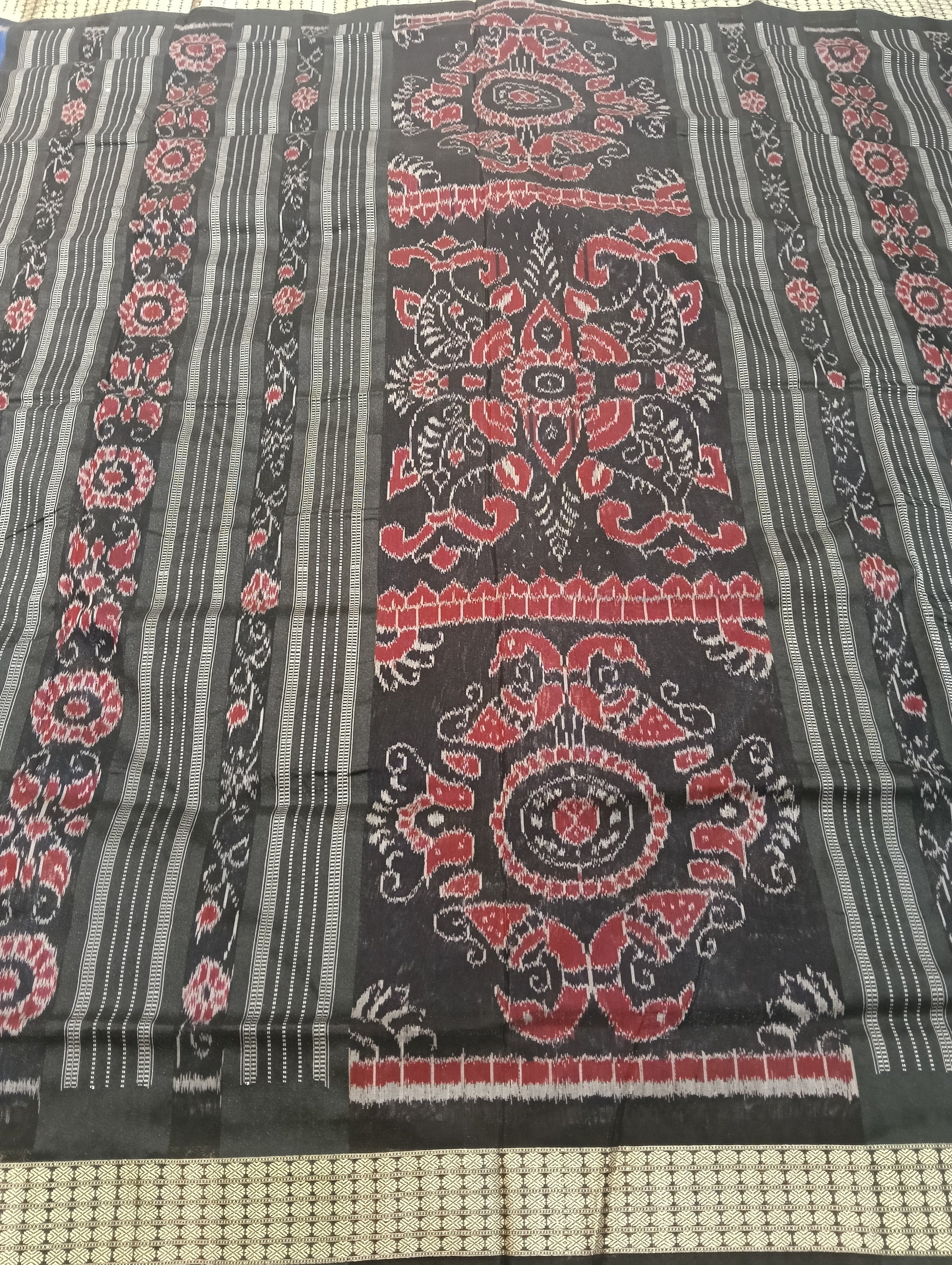 Blue black sambalpuri silk patta saree - Tilottama