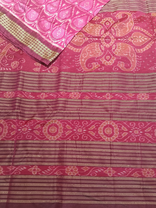 Pink purple sambalpuri silk patta saree - Tilottama