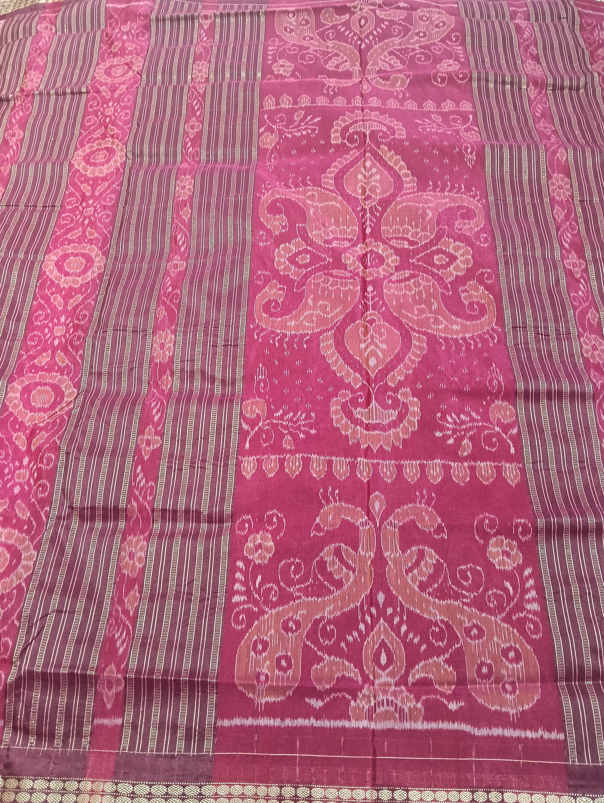 Pink purple sambalpuri silk patta saree - Tilottama