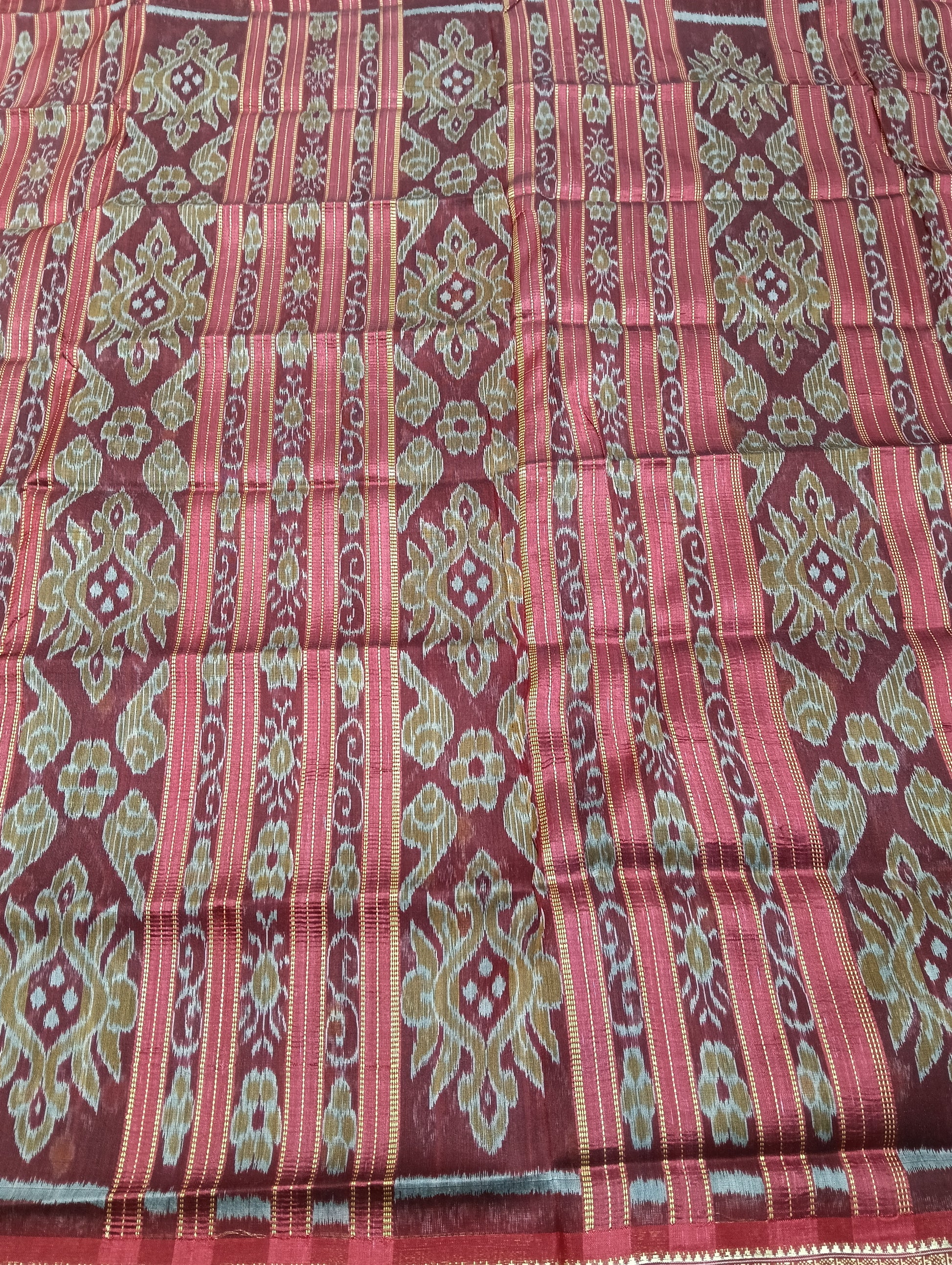 Black red khandua sambalpuri silk patta saree - Tilottama