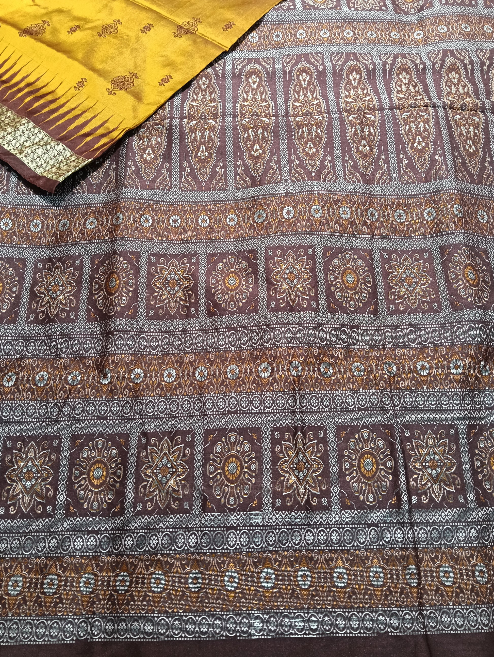 Nugget maroon Sambalpuri silk patta saree - Tilottama