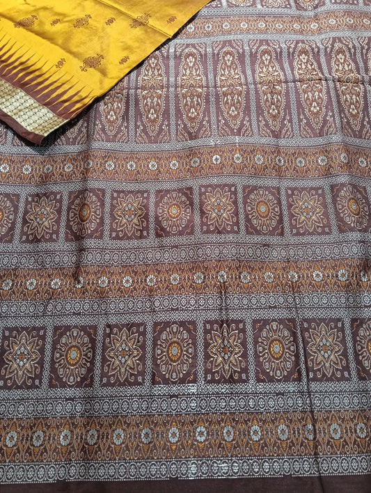 Nugget maroon Sambalpuri silk patta saree - Tilottama