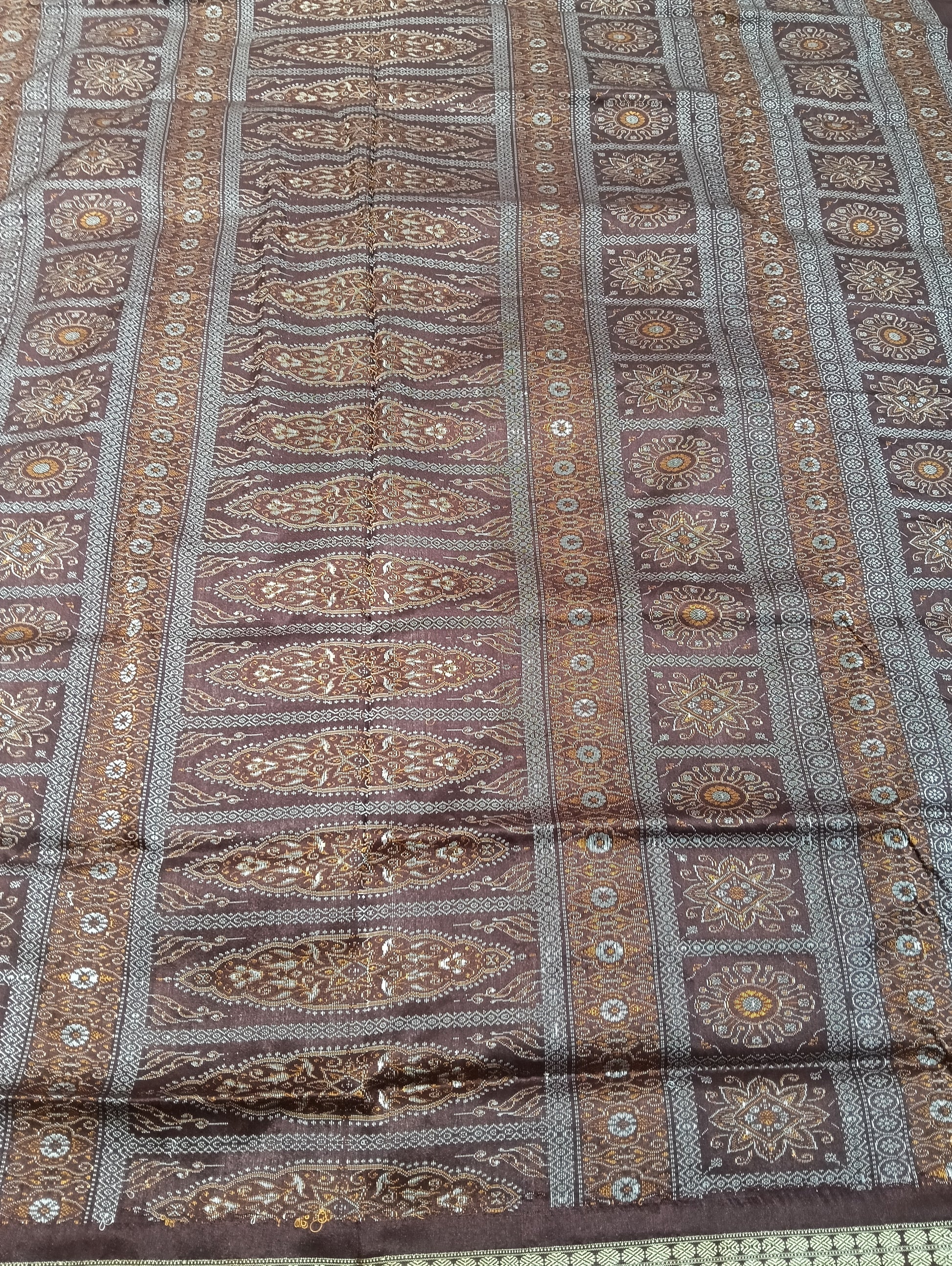 Nugget maroon Sambalpuri silk patta saree - Tilottama