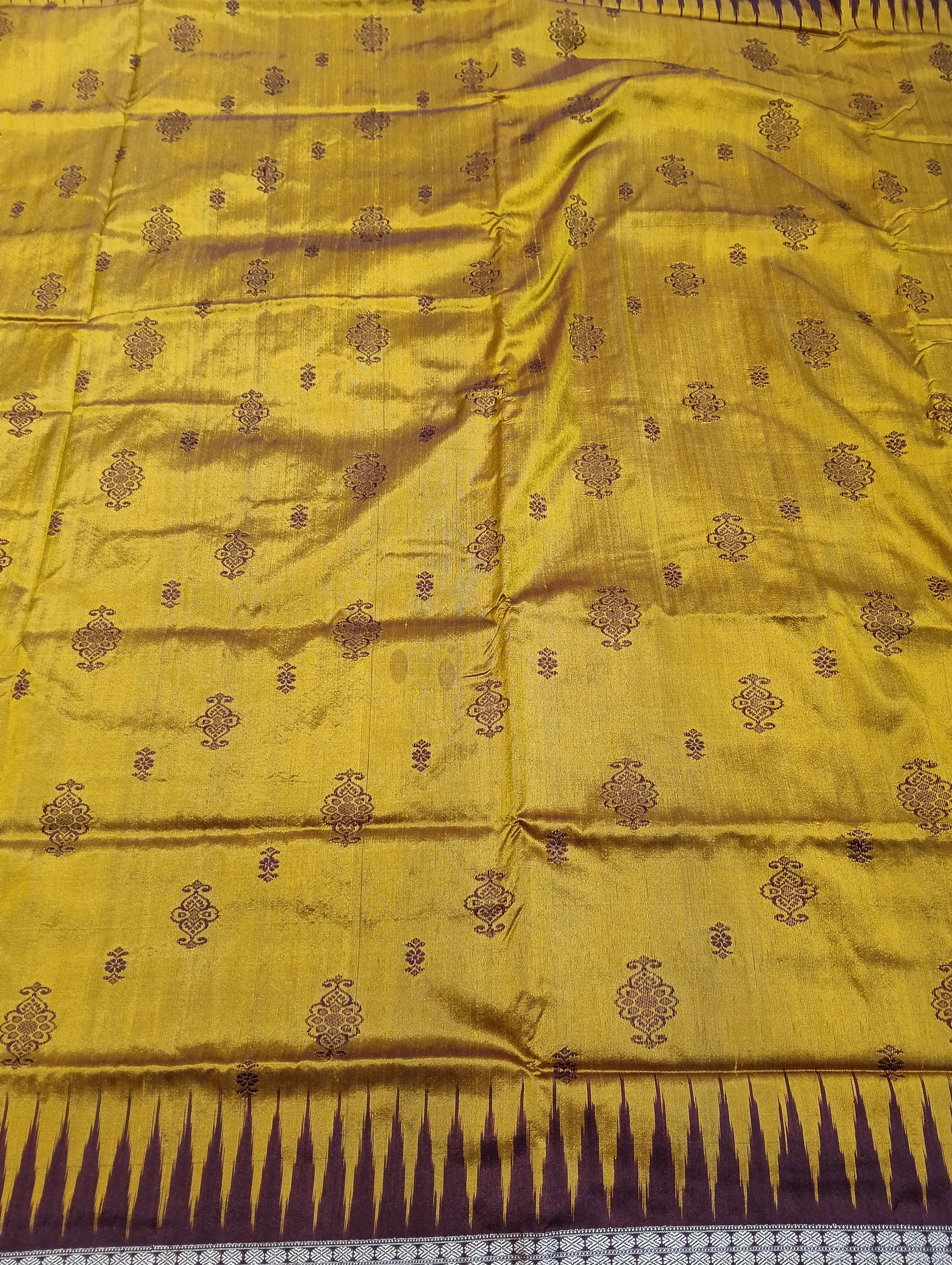 Nugget maroon Sambalpuri silk patta saree - Tilottama