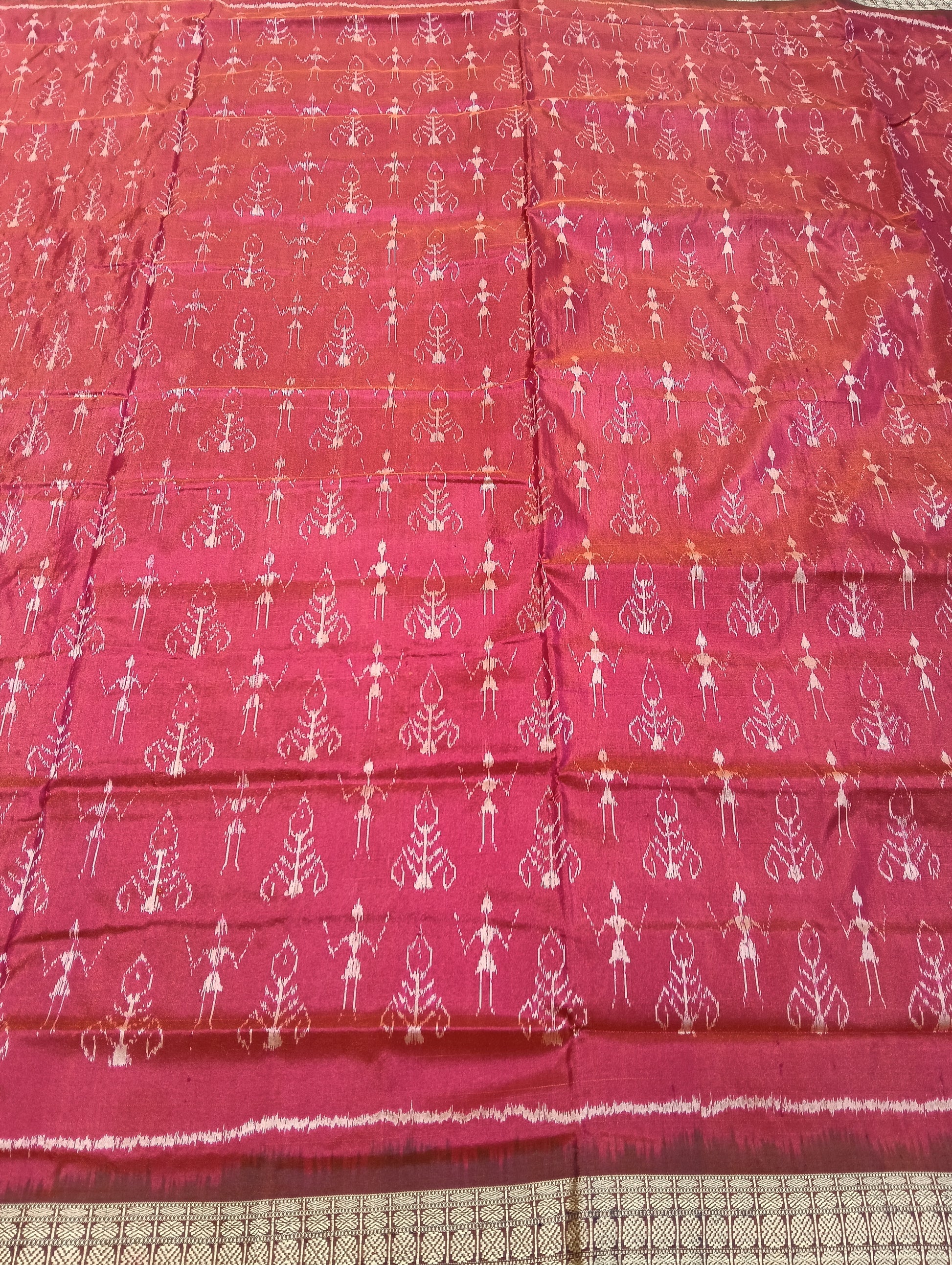 Pink maroon Sambalpuri silk patta saree - Tilottama