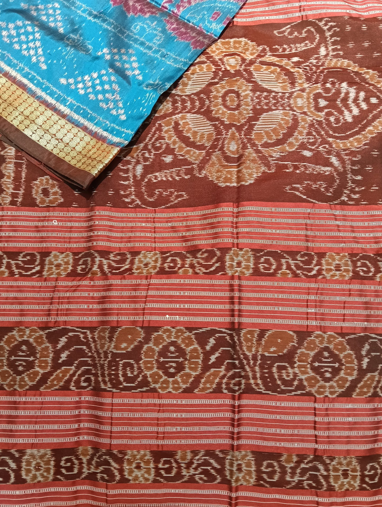 Sky maroon Sambalpuri Silk patta saree - Tilottama