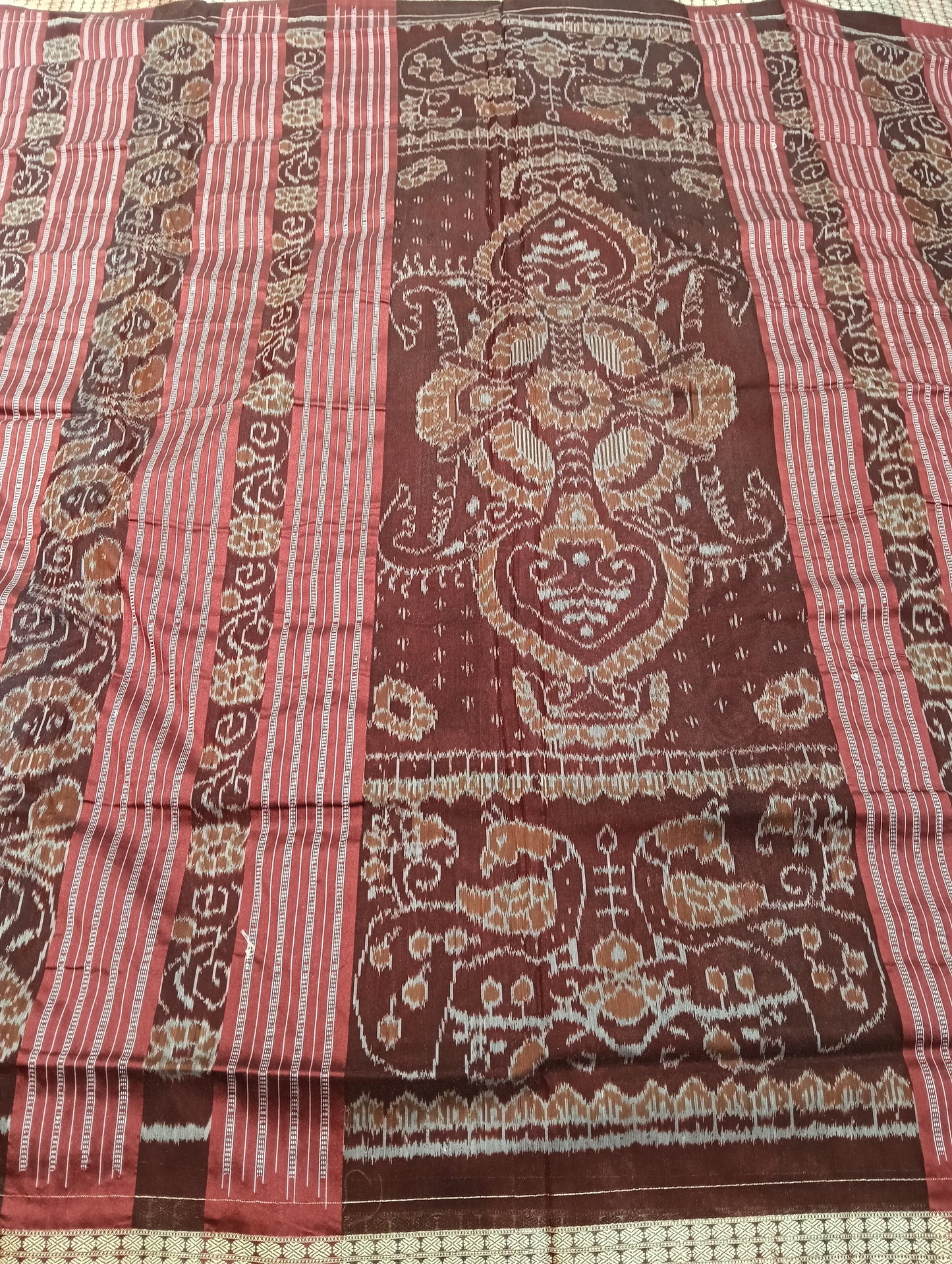 Sky maroon Sambalpuri Silk patta saree - Tilottama