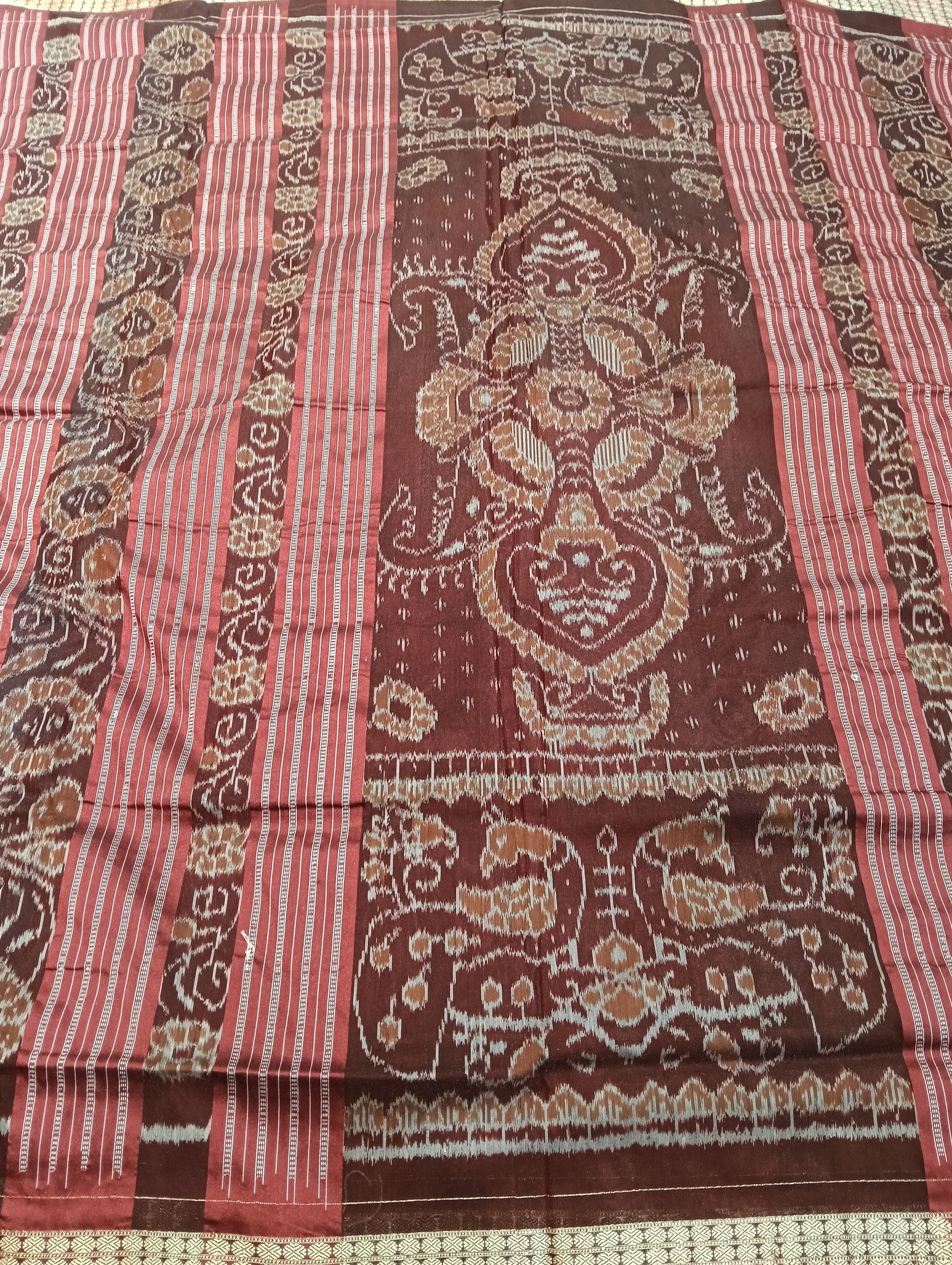 Sky maroon Sambalpuri Silk patta saree - Tilottama