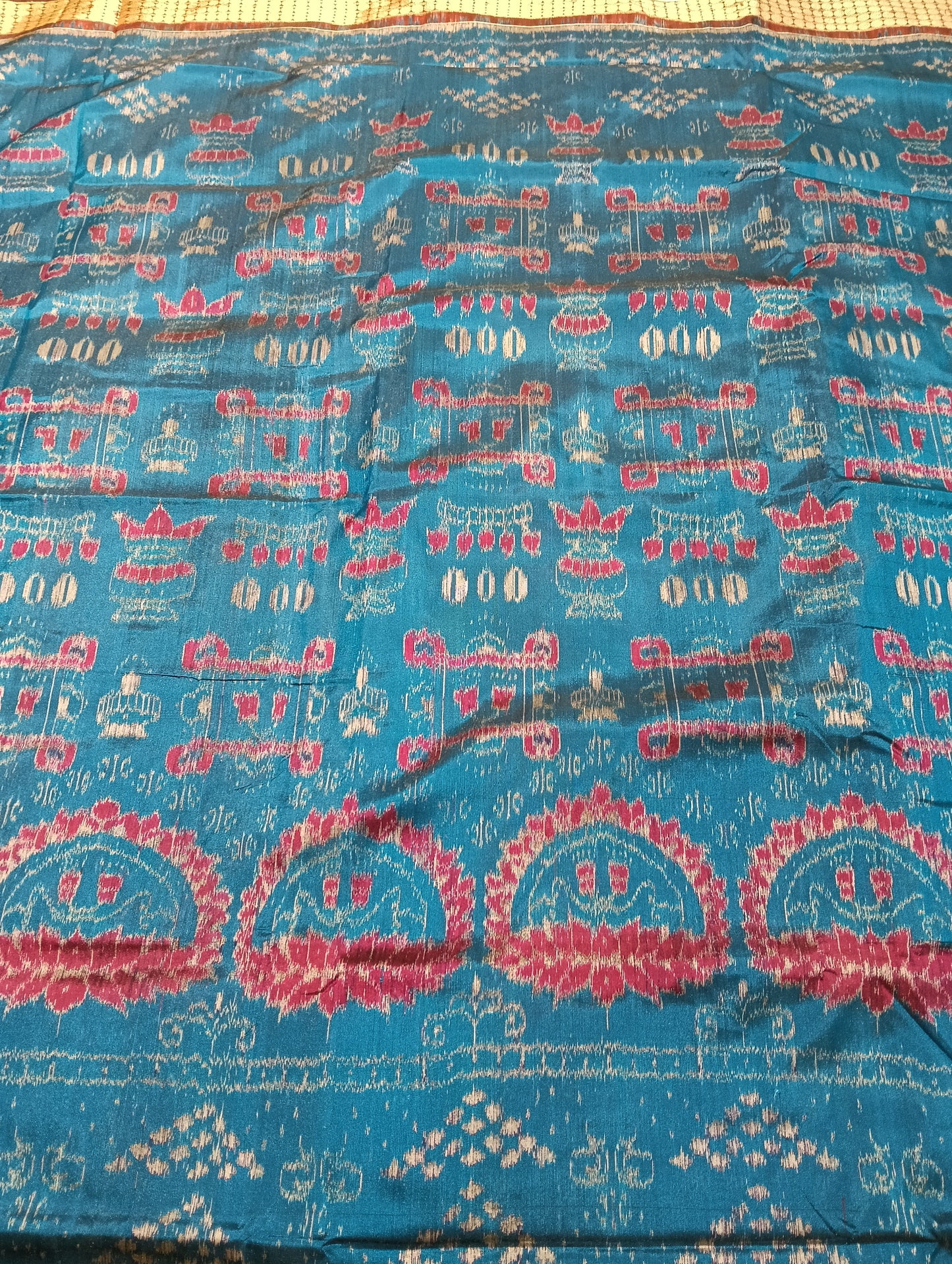 Sky maroon Sambalpuri Silk patta saree - Tilottama