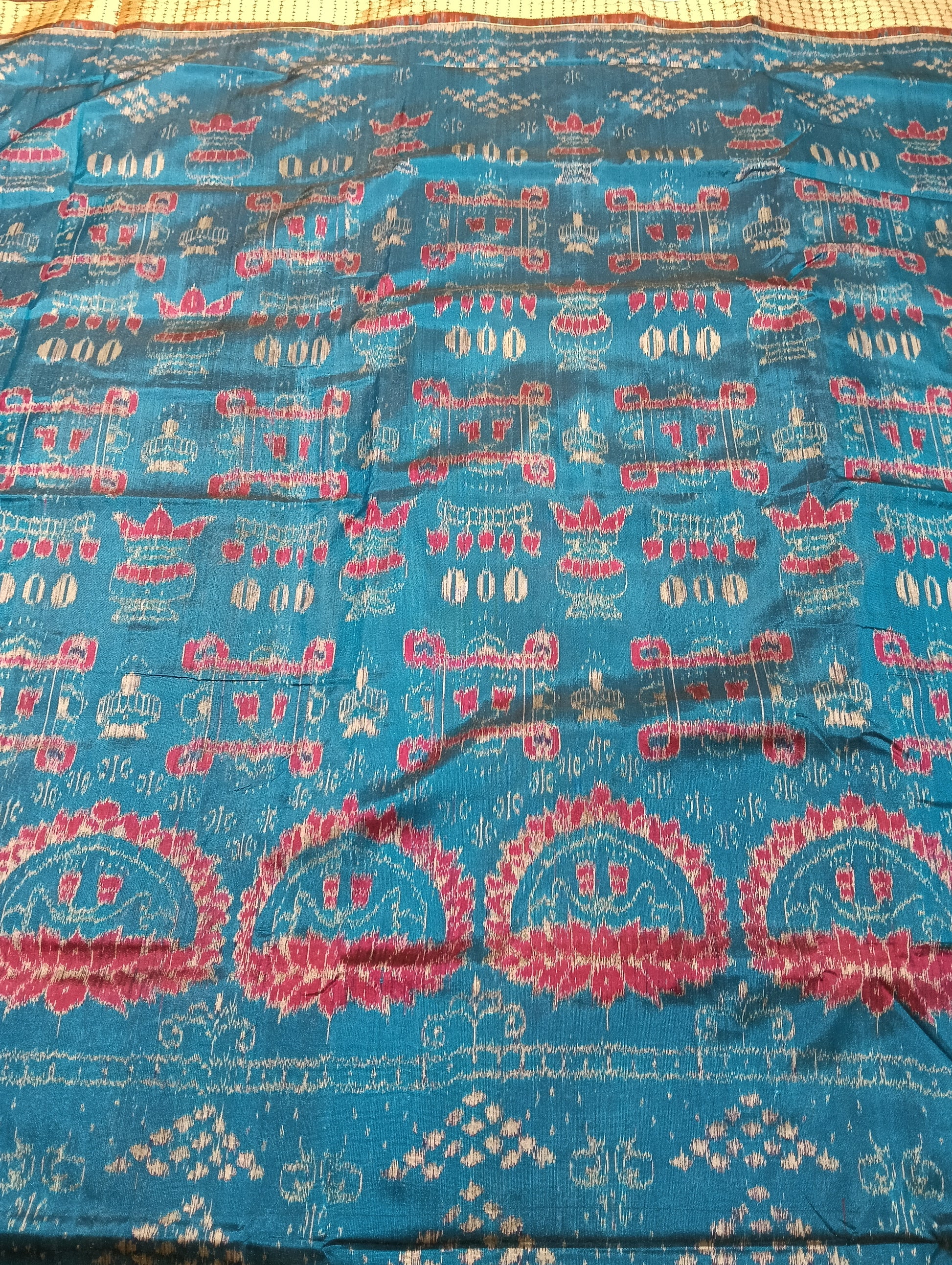 Sky maroon Sambalpuri Silk patta saree - Tilottama