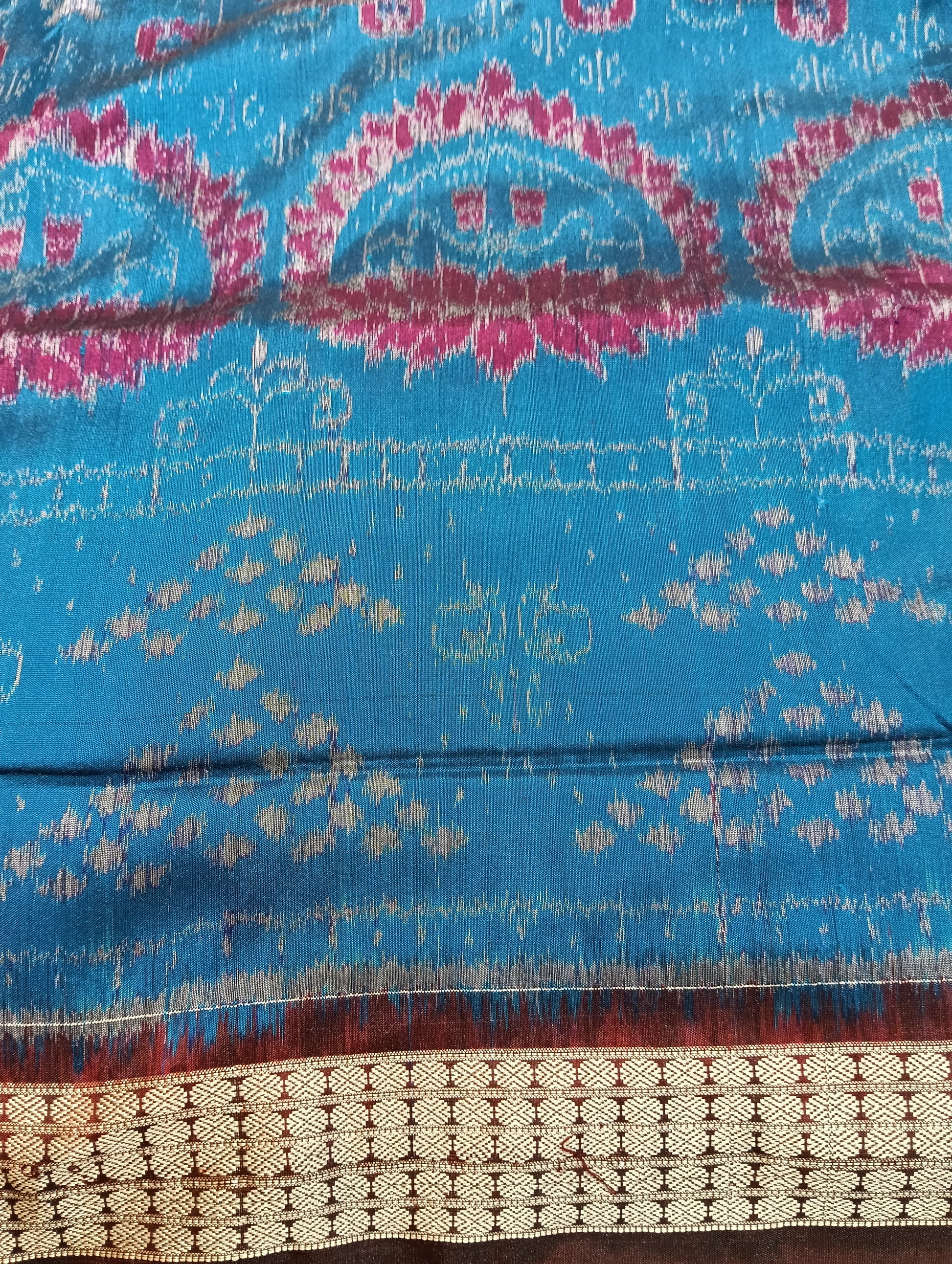 Sky maroon Sambalpuri Silk patta saree - Tilottama