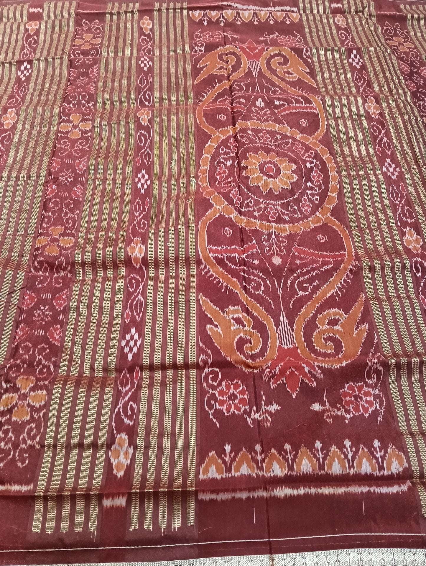 Baked appi maroon Sambalpuri Silk patta saree - Tilottama