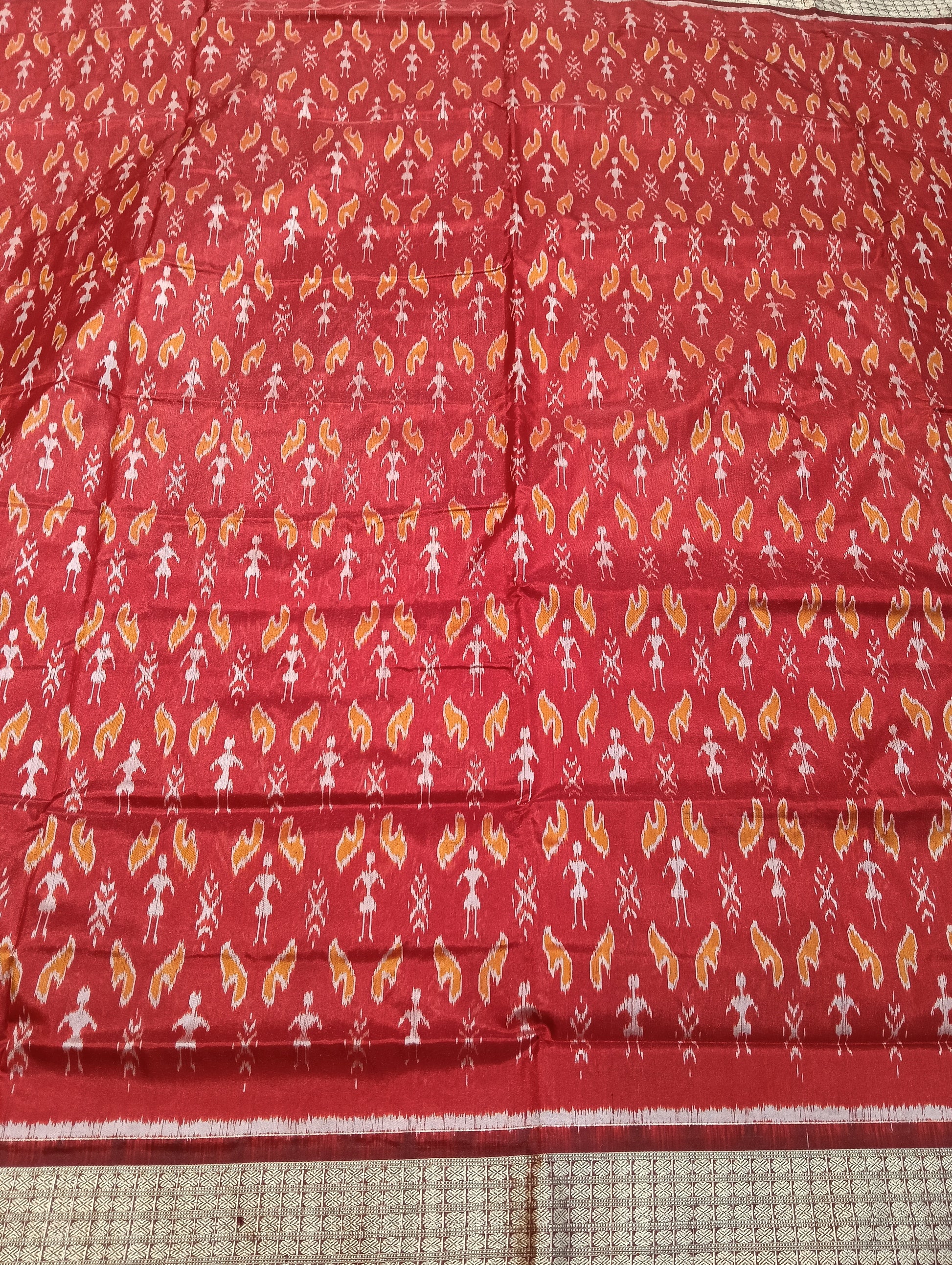 Baked appi maroon Sambalpuri Silk patta saree - Tilottama