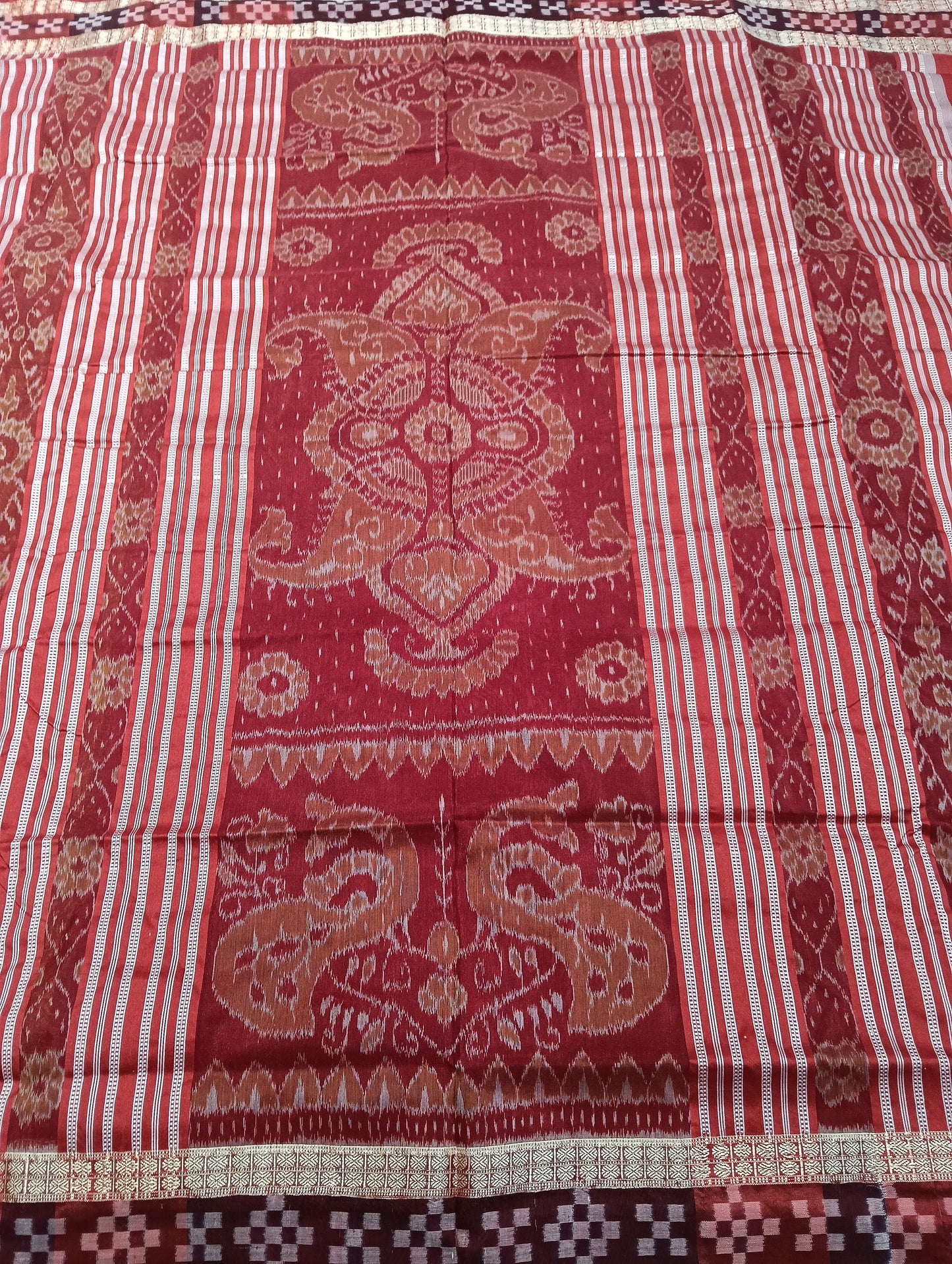 Mustard merron Sambalpuri patta saree - Tilottama