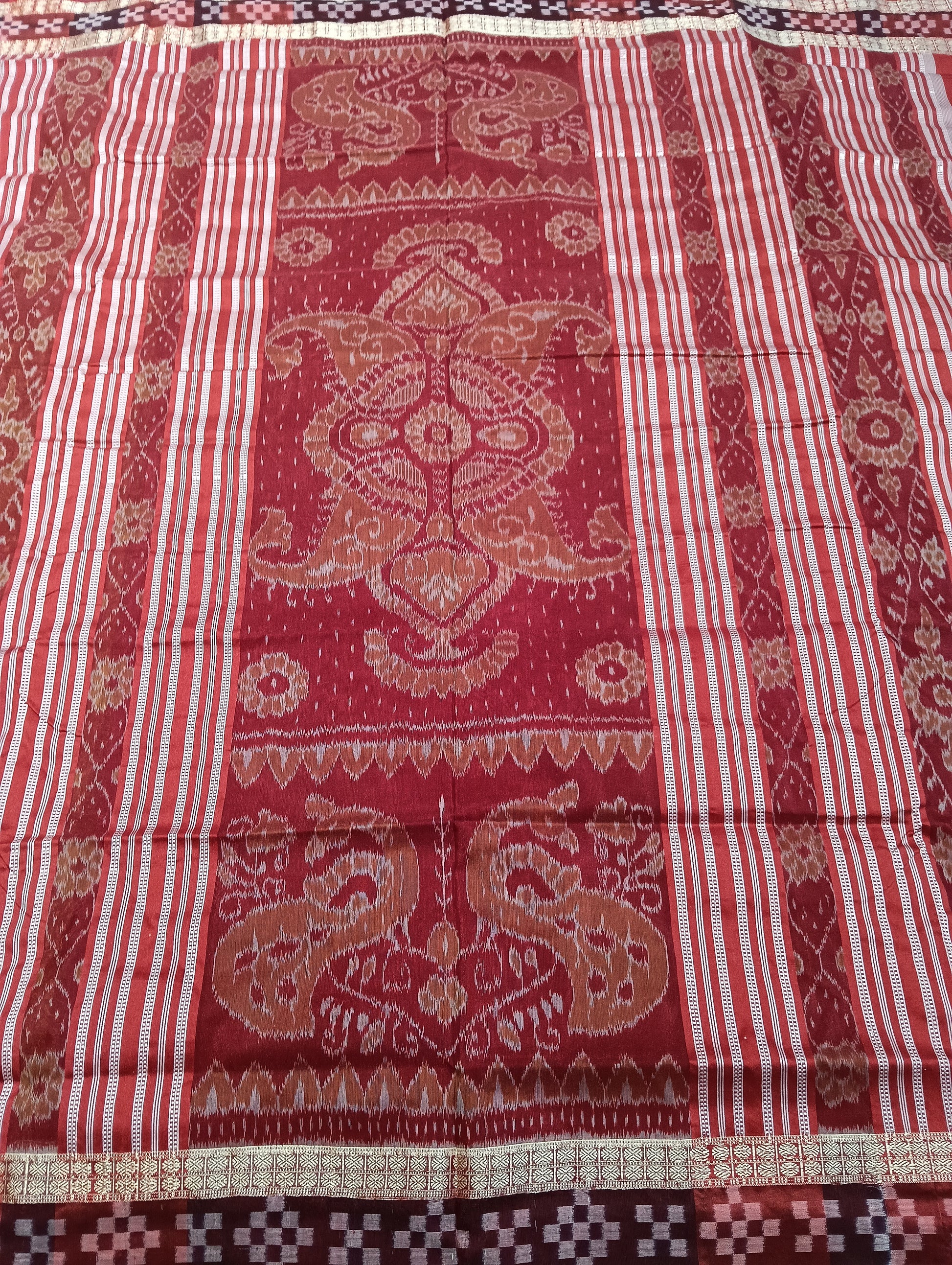 Mustard merron Sambalpuri patta saree - Tilottama