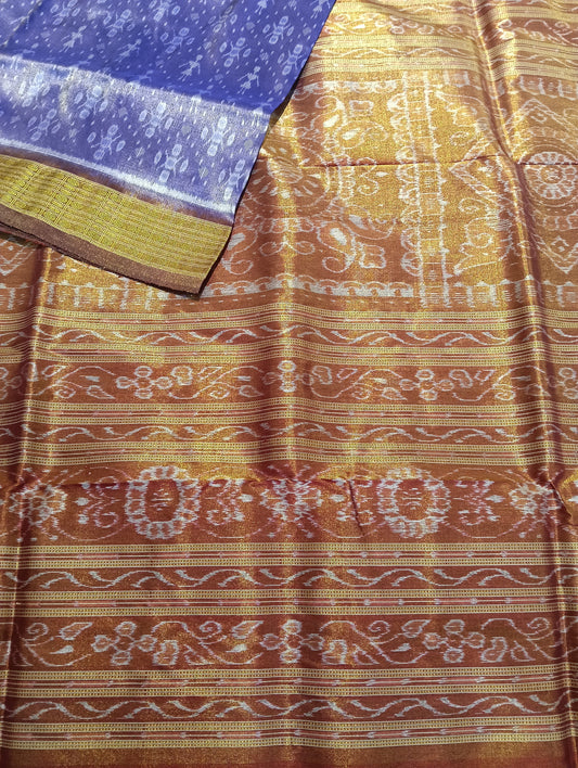 Blue earth sambalpuri silk tissue patta saree - Tilottama