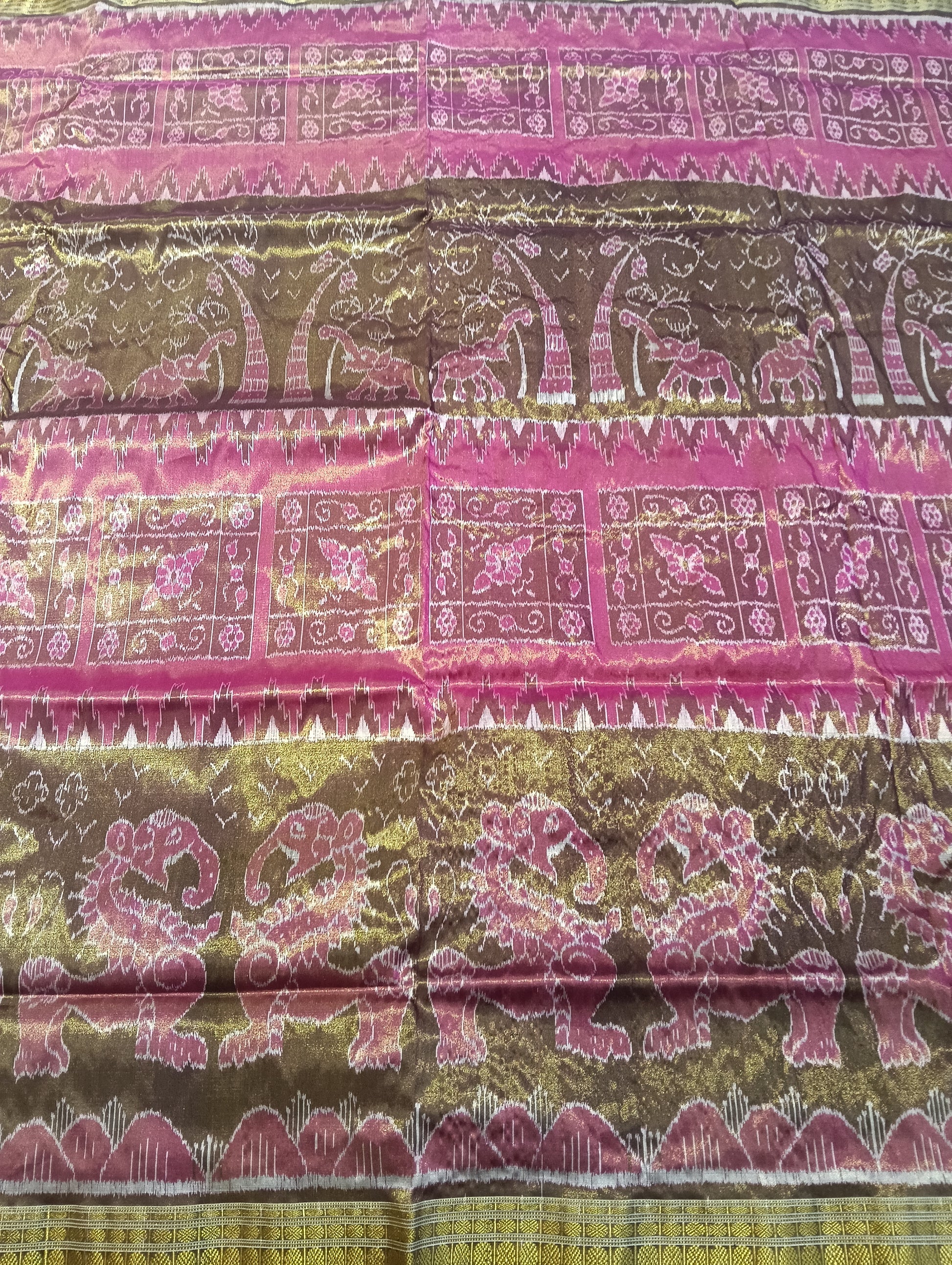 Pink mouse sambalpuri silk tissue patta saree - Tilottama