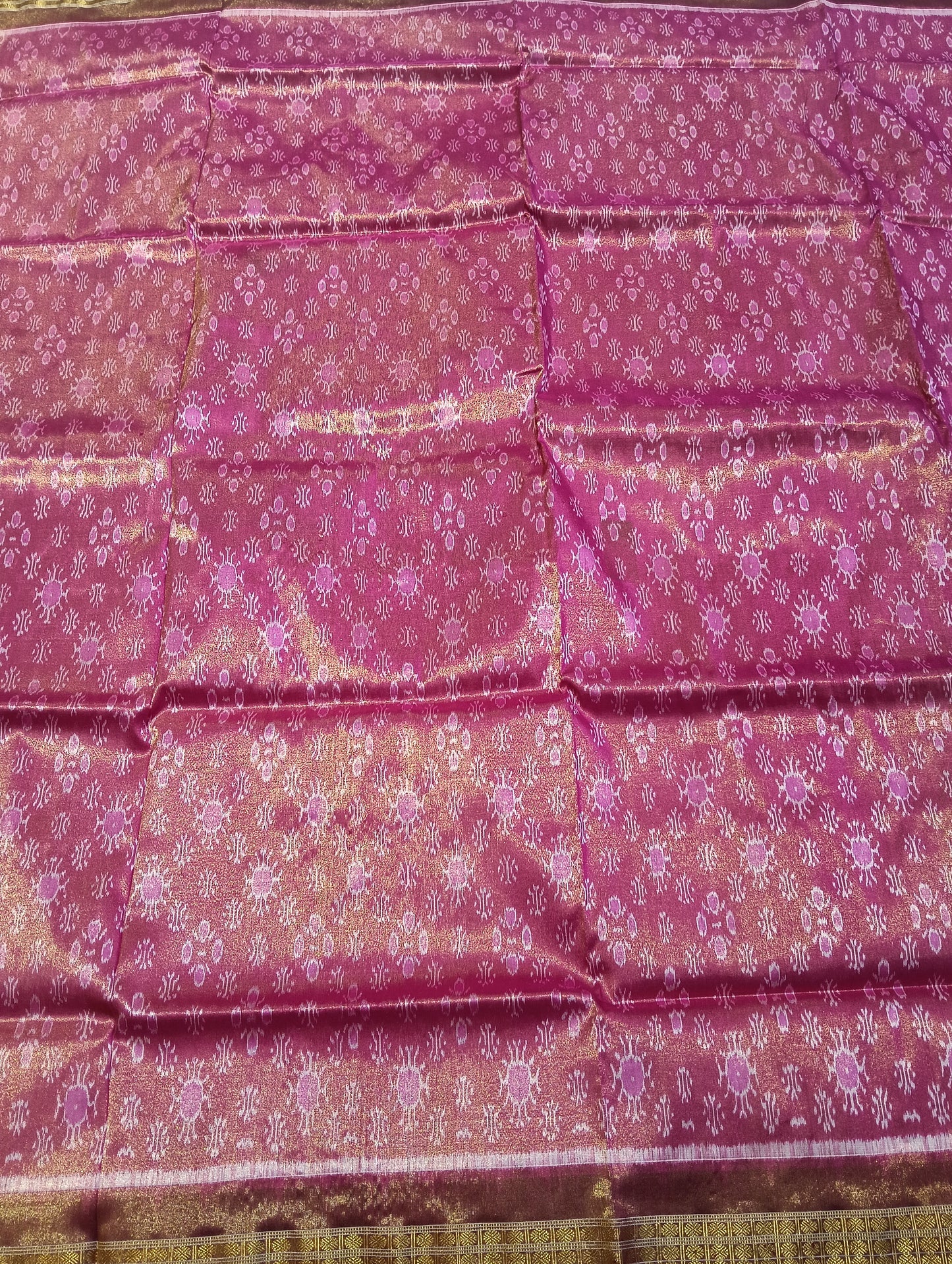 Pink Brown sambalpuri silk tissue patta saree - Tilottama