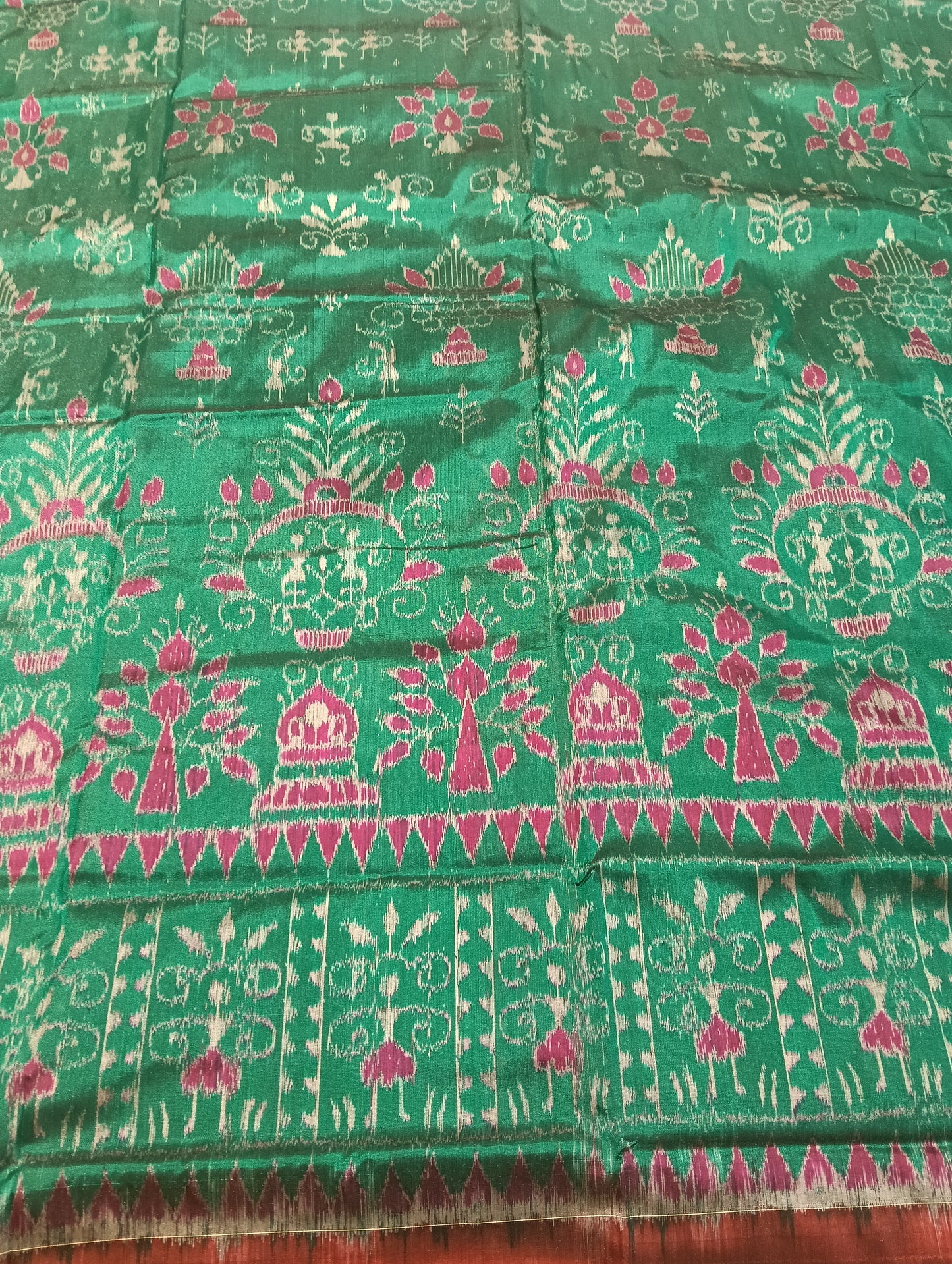 Jade marron sambal silk saree - Tilottama