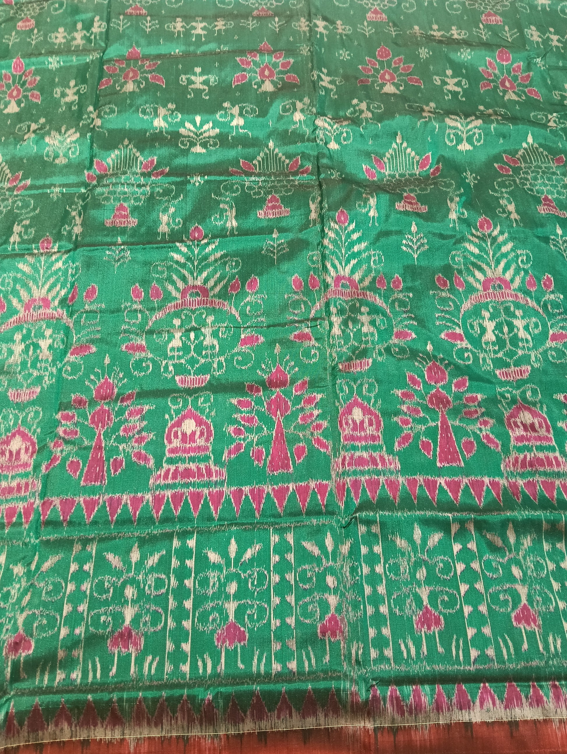 Jade marron sambal silk saree - Tilottama